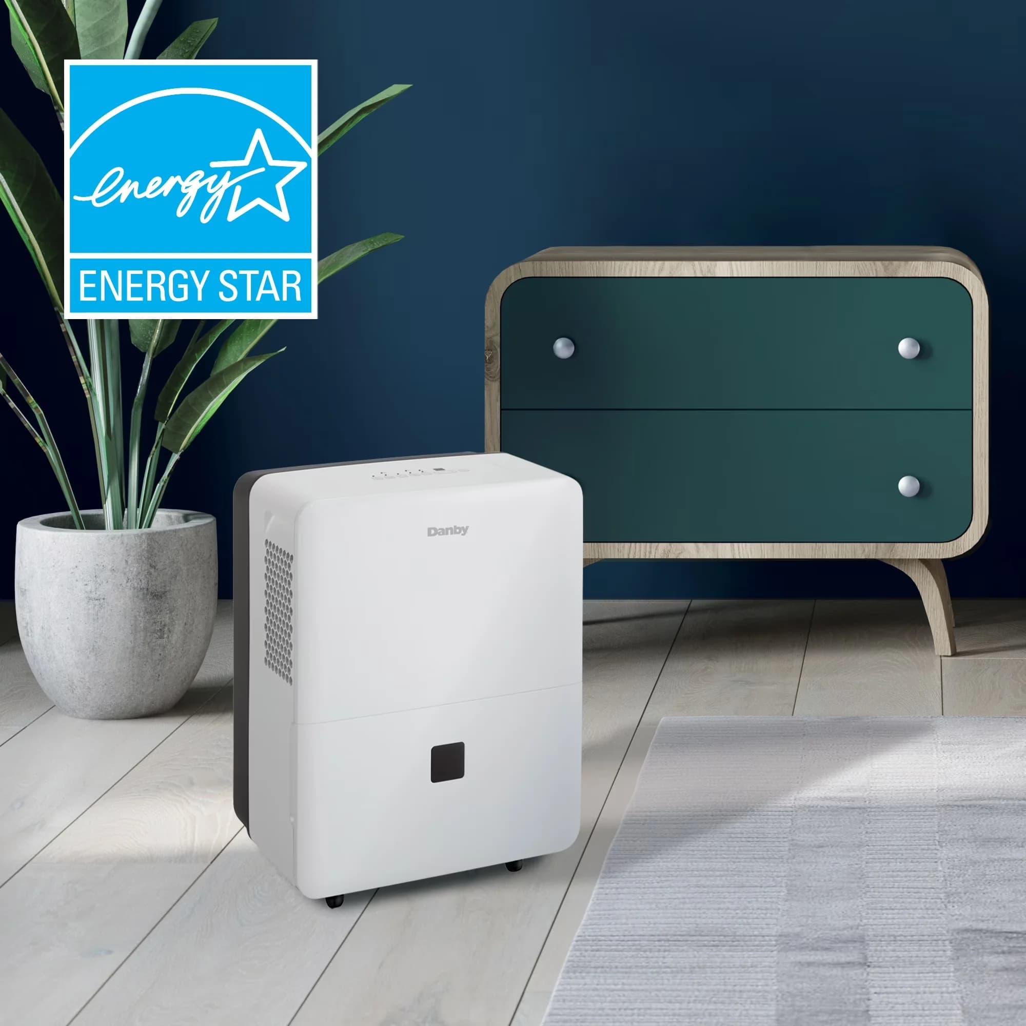 Efficient Dehumidifier with Energy Efficient, Energy Star® Certified, Powerful 2-speed fan - White for Rooms Model 40099D
