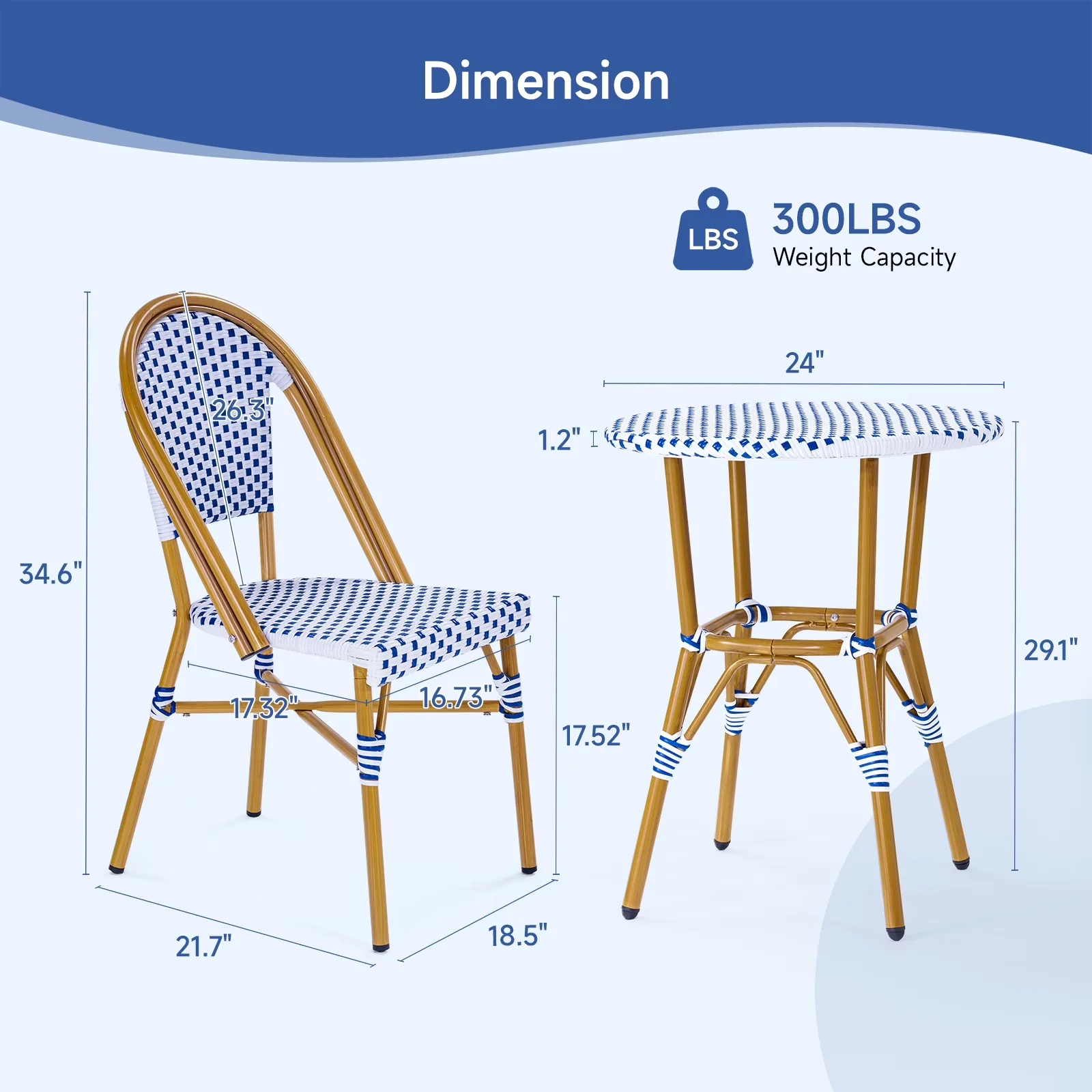 Modern Patio Dining Set with Stackable Chairs, Mildew Resistant, Mold Resistant - White Aluminum, Pe Wicker Rattan Model 3D3D96