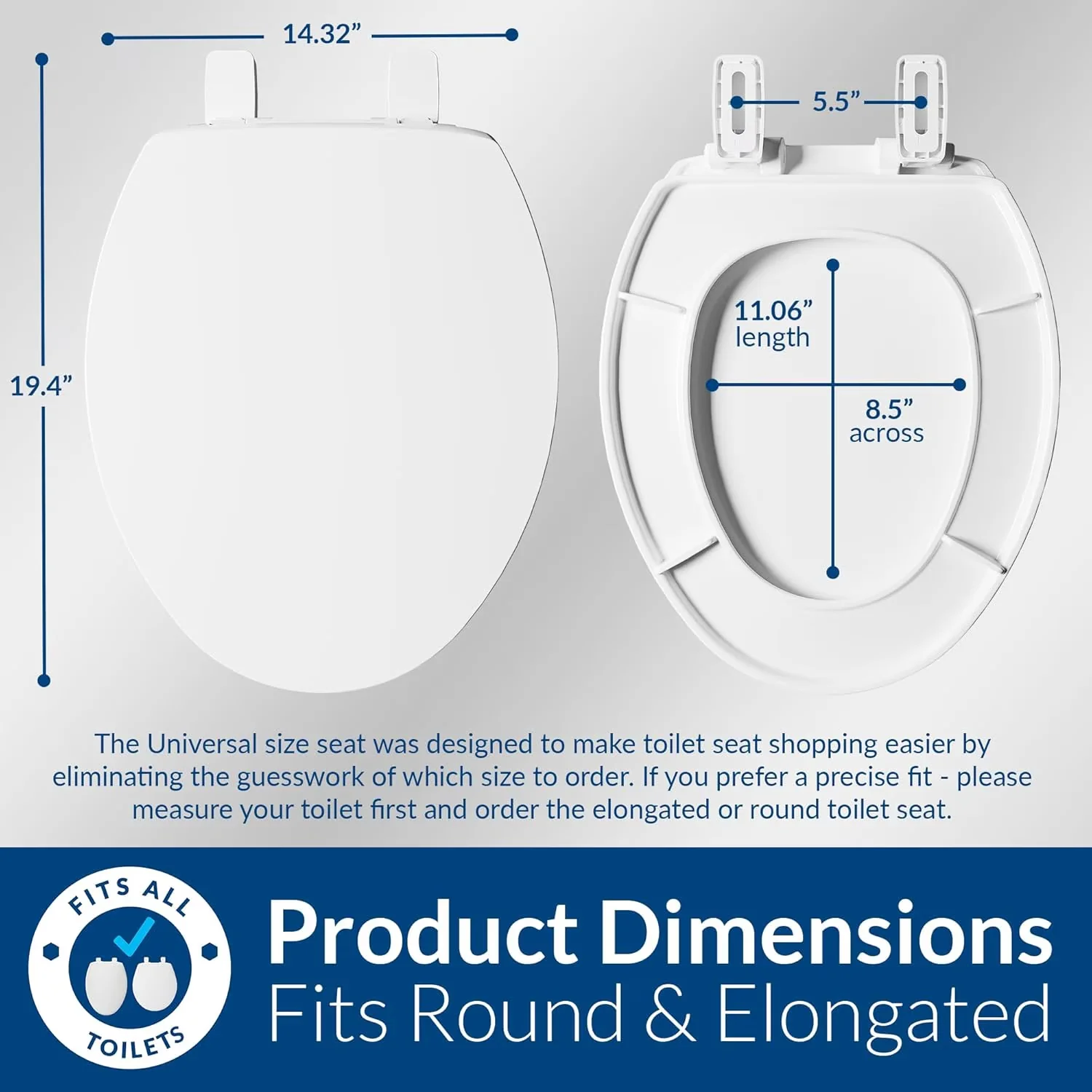 Toilet Seats And Lid Essential with Universal, Easy To Install - Plastic White Model D77E8A