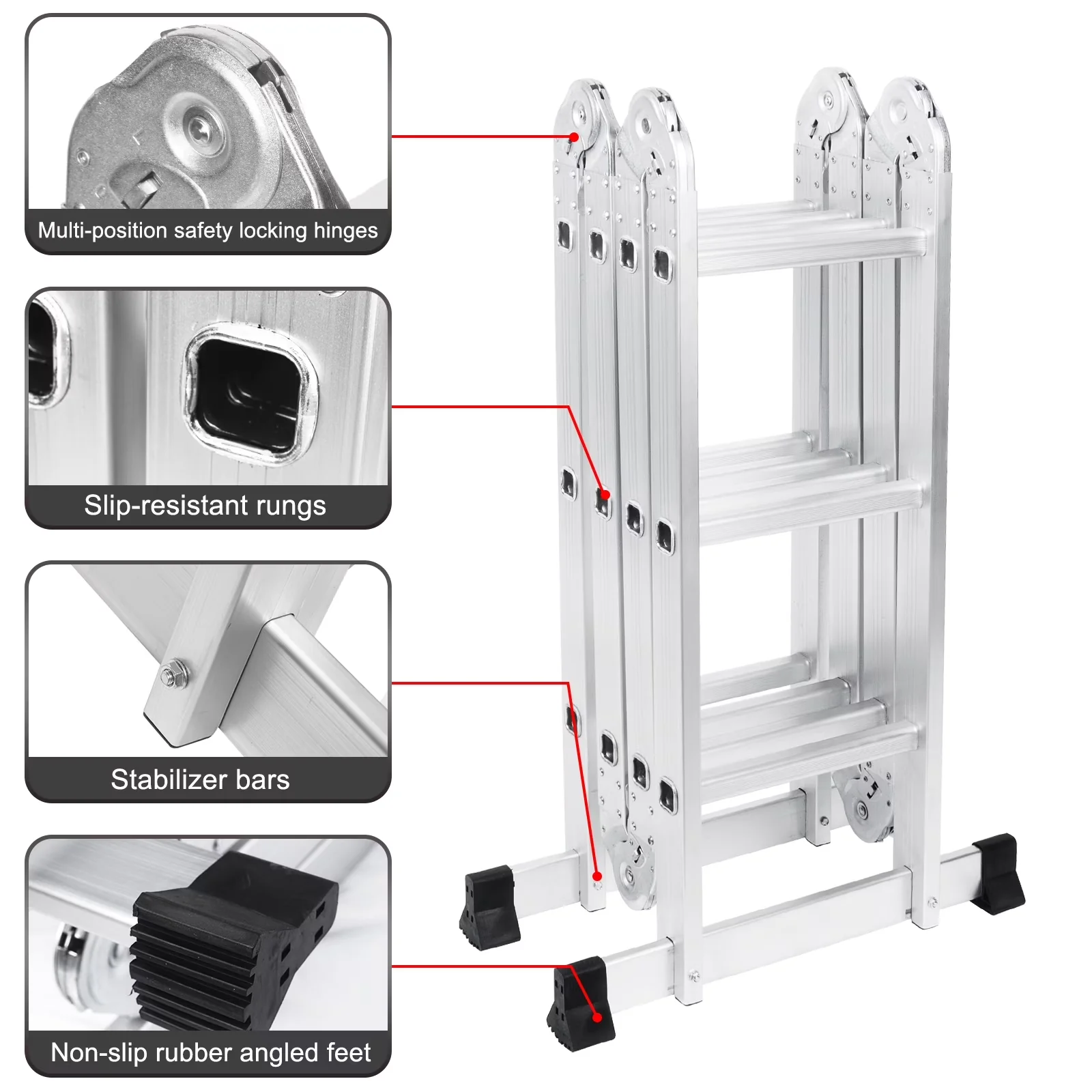Ladders And Step Stool Versatile with Telescoping, Load capacity: 330 lbs - Aluminum Alloy Model C0F59B
