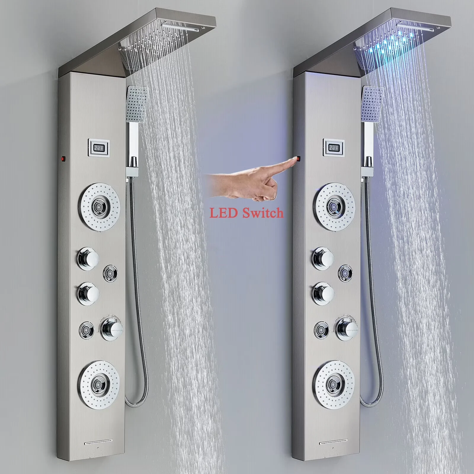 Essential Shower Head with Handheld, Adjustable Flow Rate - Silver Brass, Stainless Steel Model C4DEA9