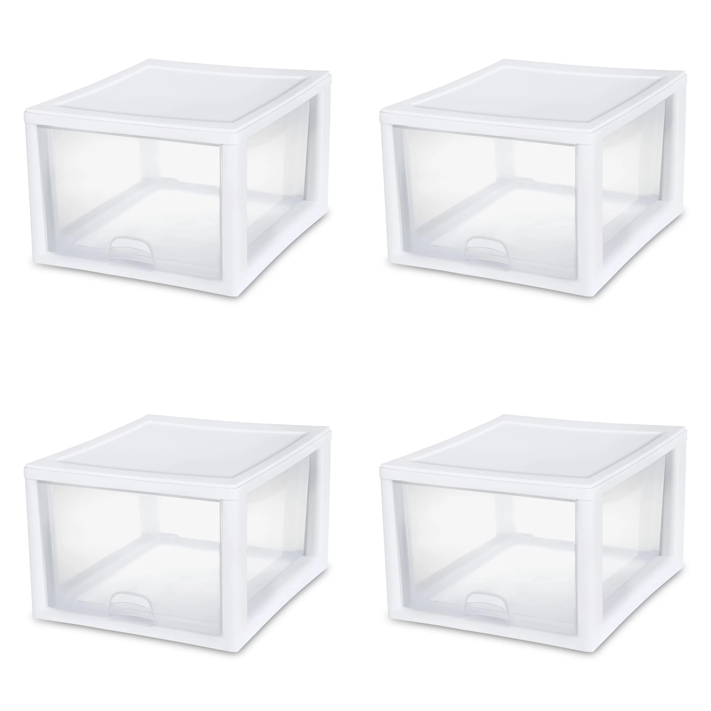 Garage Storage Supply Reliable with Stackable, 4 Pack, White Frame - White Plastic Model C8199B