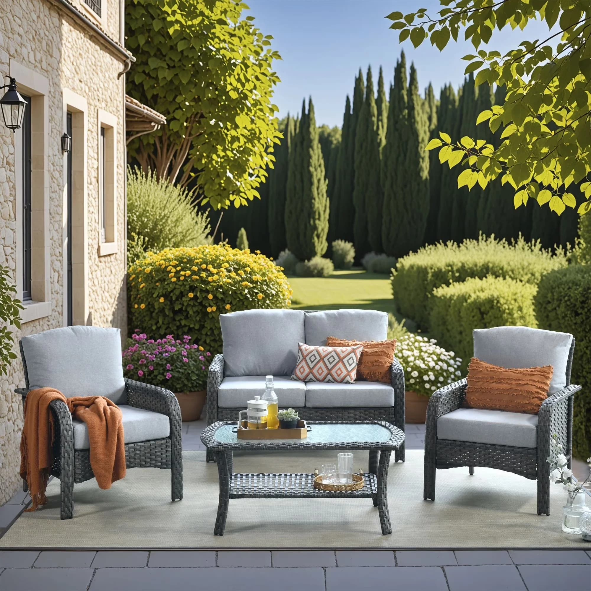 Patio Conversation Set Essential with Weatherproof, https://www.walmart.com/ip/5369739099 - Wicker Gray Model 2F3B62