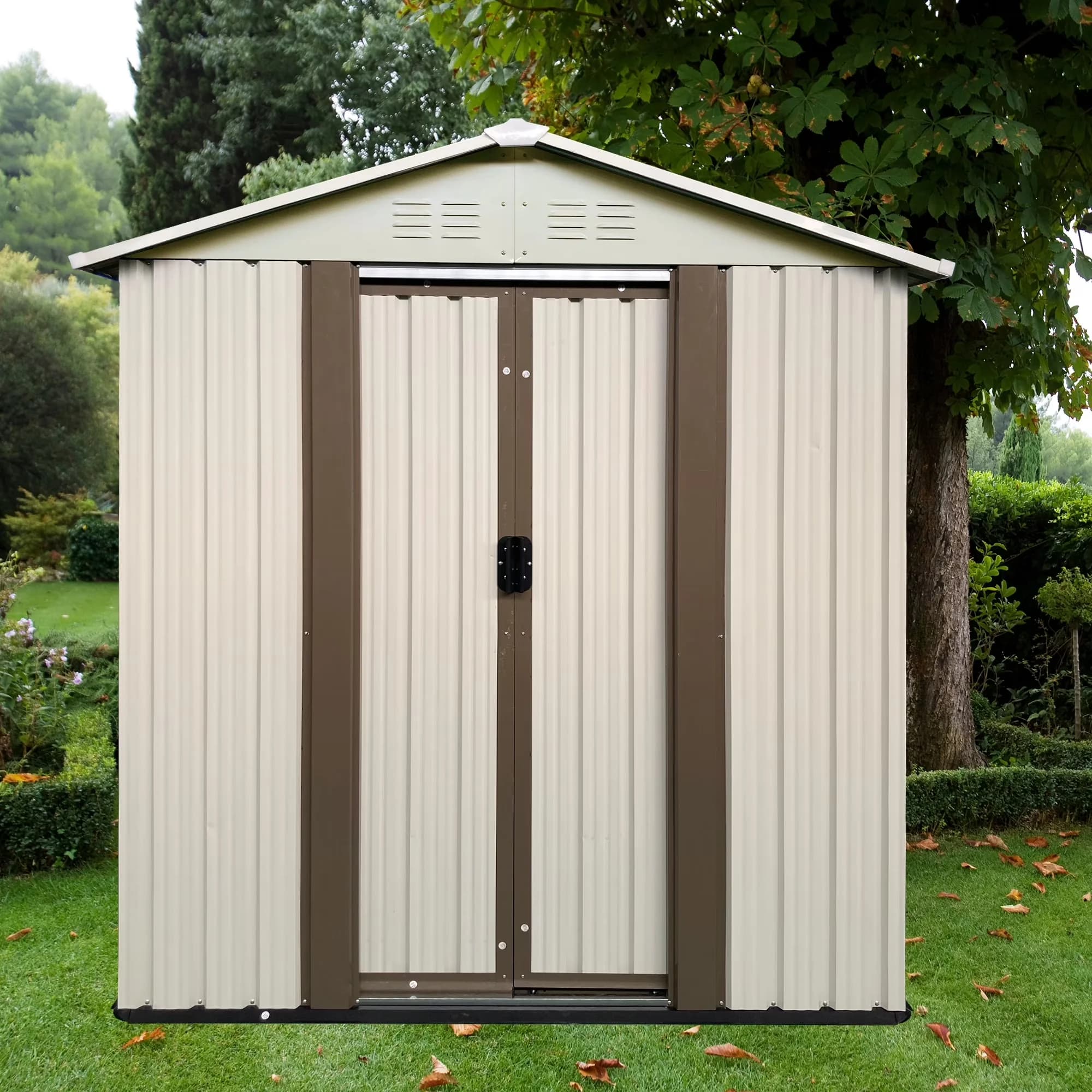 Premium Shed with Uv Resistant, Waterproof, Plastic Sheds, - Aluminium Alloy White Model 9BE486