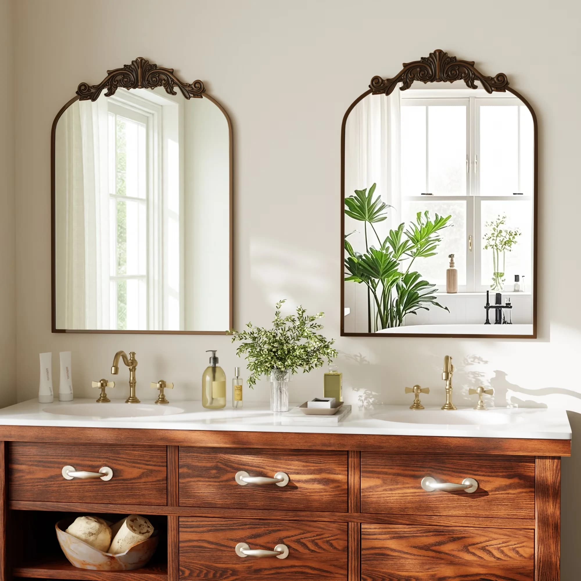 Bathroom Renovation Versatile with Hooks, Shatter Resistant Construction, Victorian - Bronze 24" x 38" Model CA2191