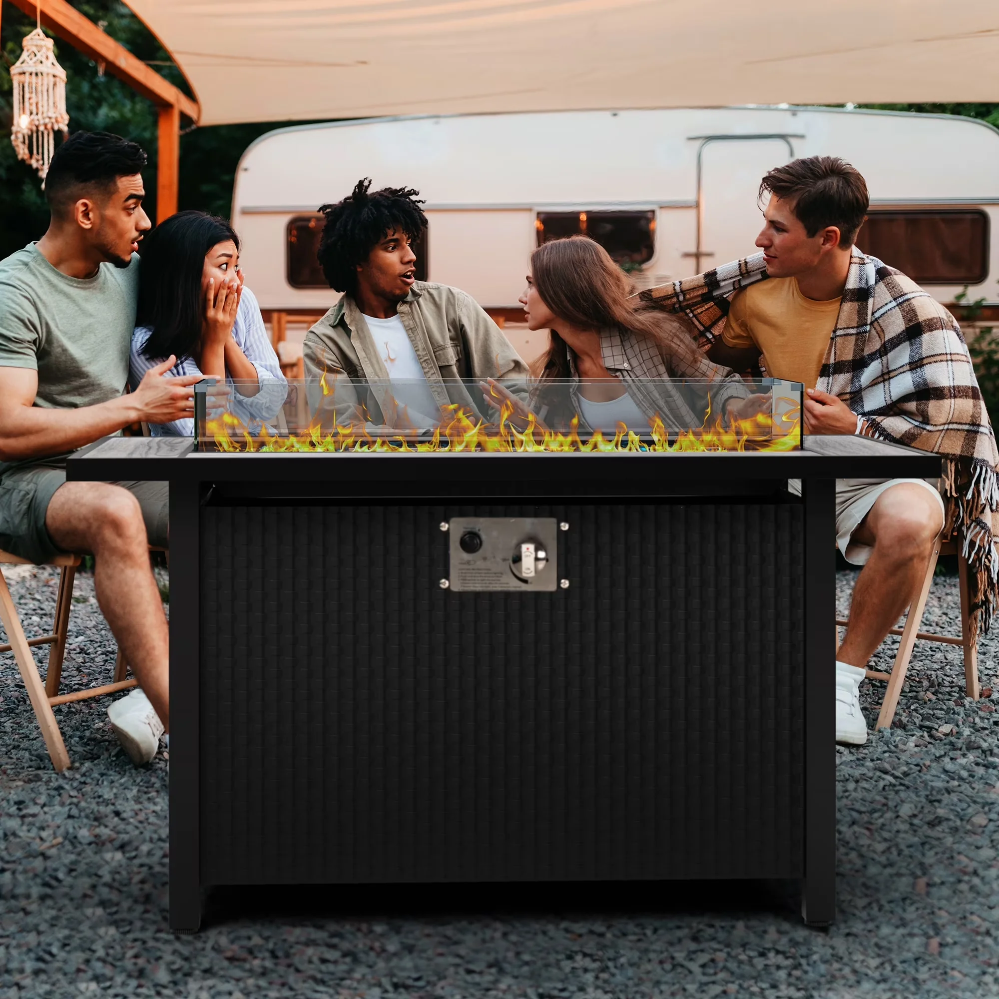 Durable Outdoor Heating with 50000 BTU, Smokeless, Adjustable Flame - Stainless Steel Blue Model 12779A