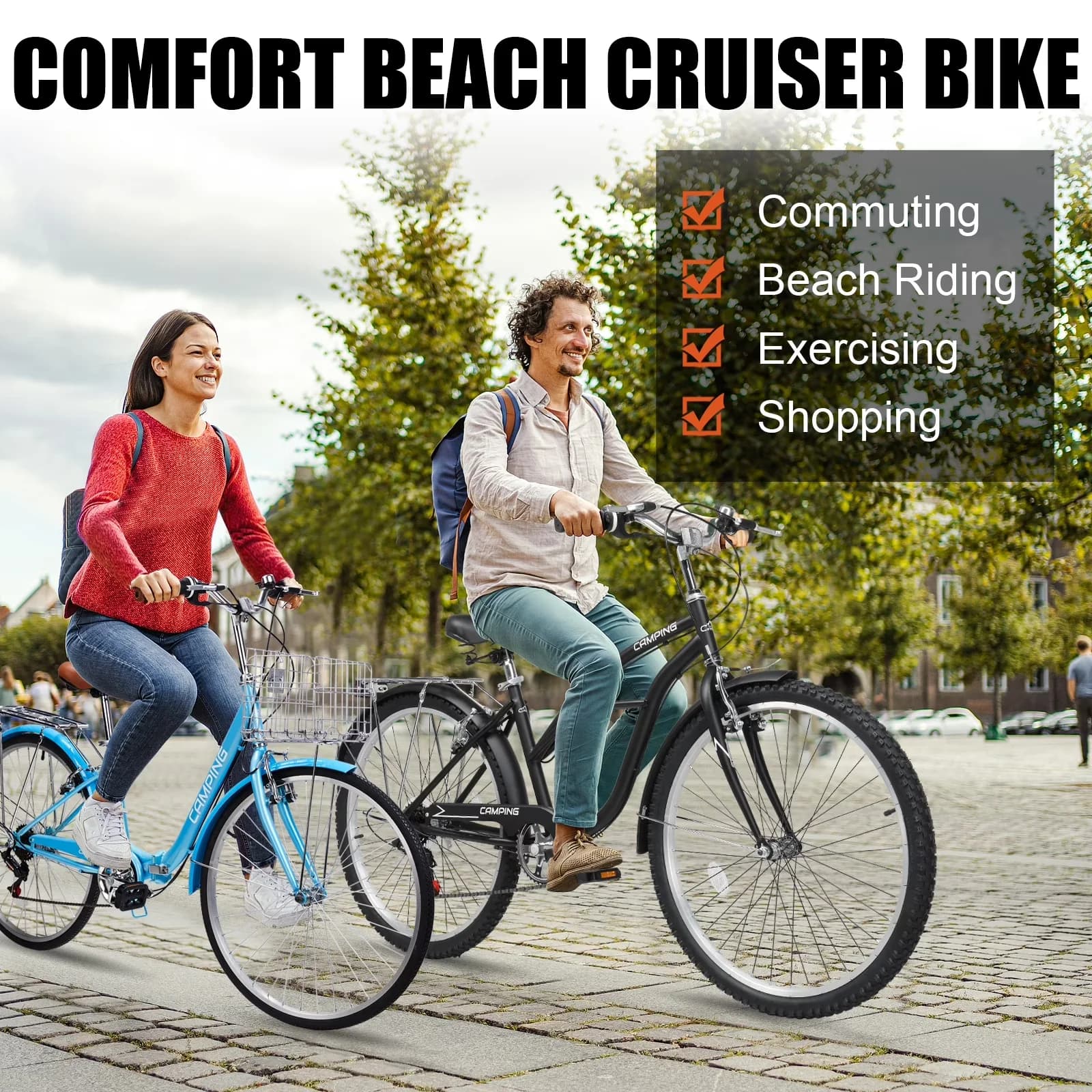Cruiser Bike Professional with Adjustable Speed, Foldable, 26in Folding Beach - Blue Model 863588
