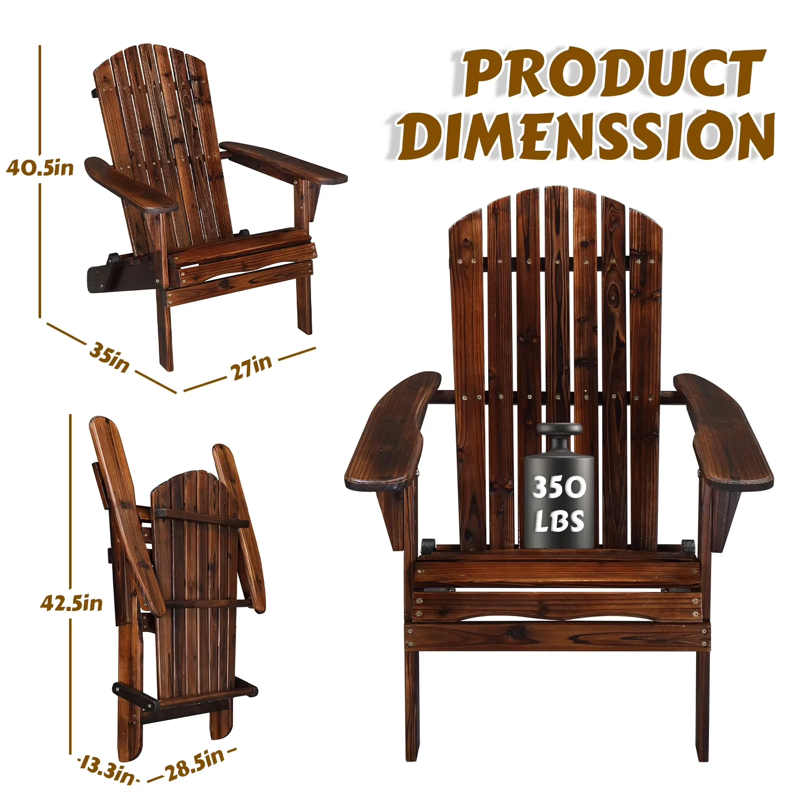 Patio Chair Reliable with Weather-Resistant, Waterproof, Water-Resistant - Fir Wood Gray Model 75AF0D