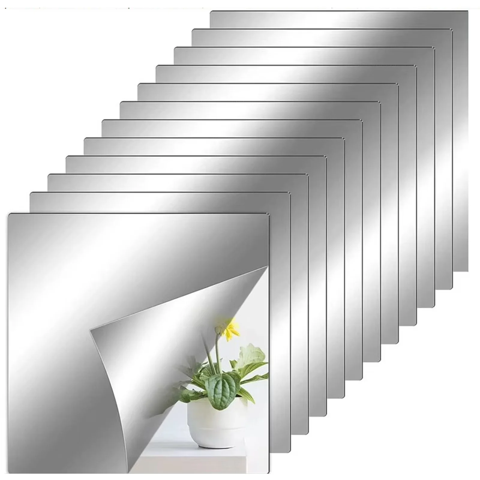Classic Wallpaper Wall Decals Wall Covering with Diy Decorative Mirror Stickers, Shatterproof DIY Decorative Stickers - Silver... Model F7F6F1