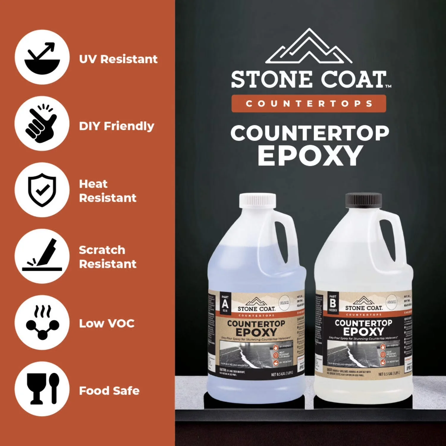 Building Material Innovative with Easy To Clean, Countertops (1/2 Gallon) Epoxy Resin Kit - Clear 1/2 Gal Model 5BA024