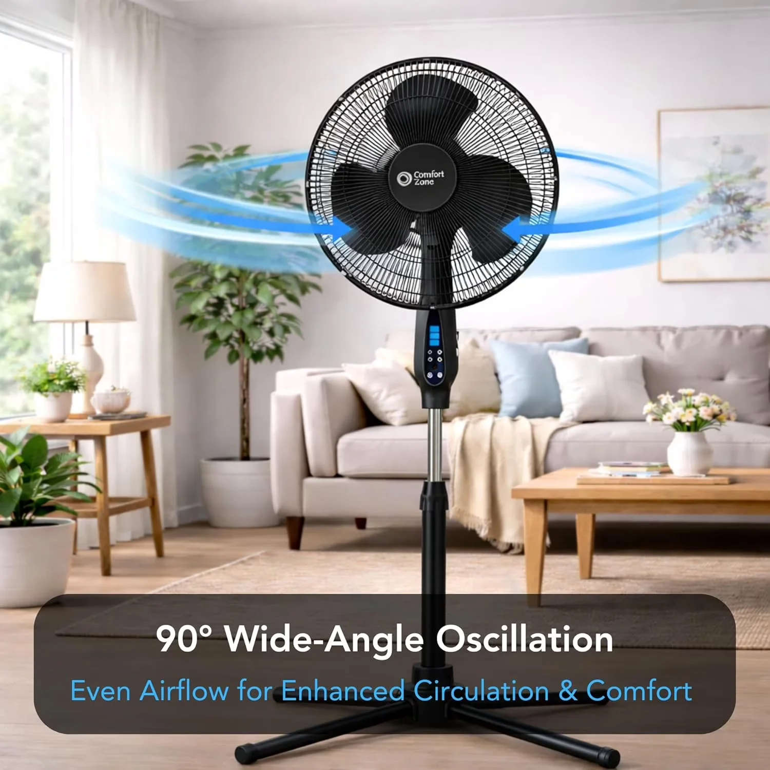 Reliable Fans In Cooling with Oscillating, Adjustable Height - Plastic Black Model 66E9E1