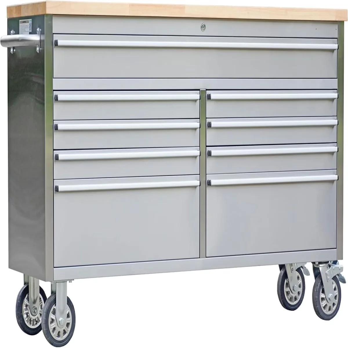 Professional Toolstorage with Lockable, Sturdy Construction and Large Capacity, 61-Inch Rolling Tool Chest - Stainless Steel Silver Model 9296DA