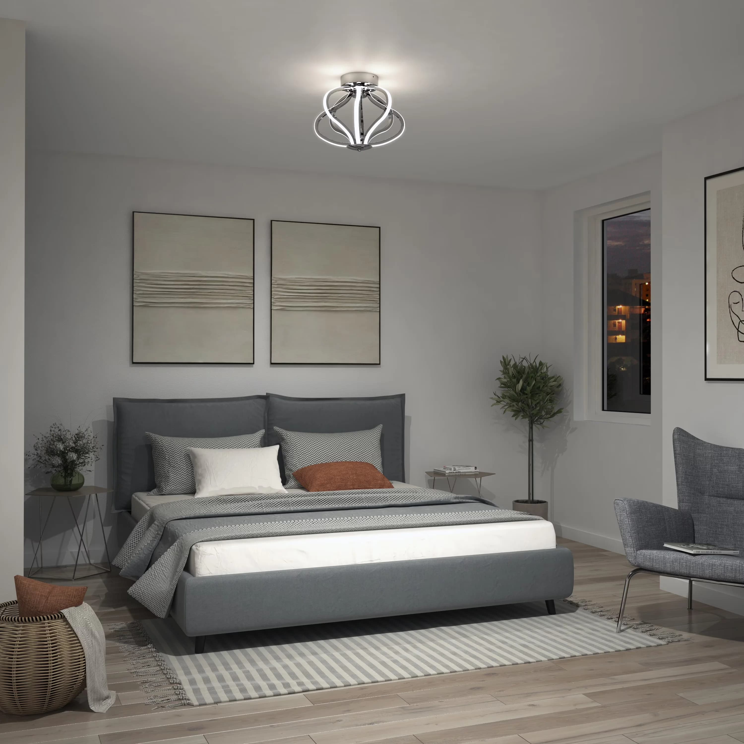 Innovative Ceiling Lights Fixture with LED, Dimmable, Contemporary - Aluminum Silver Model A09091