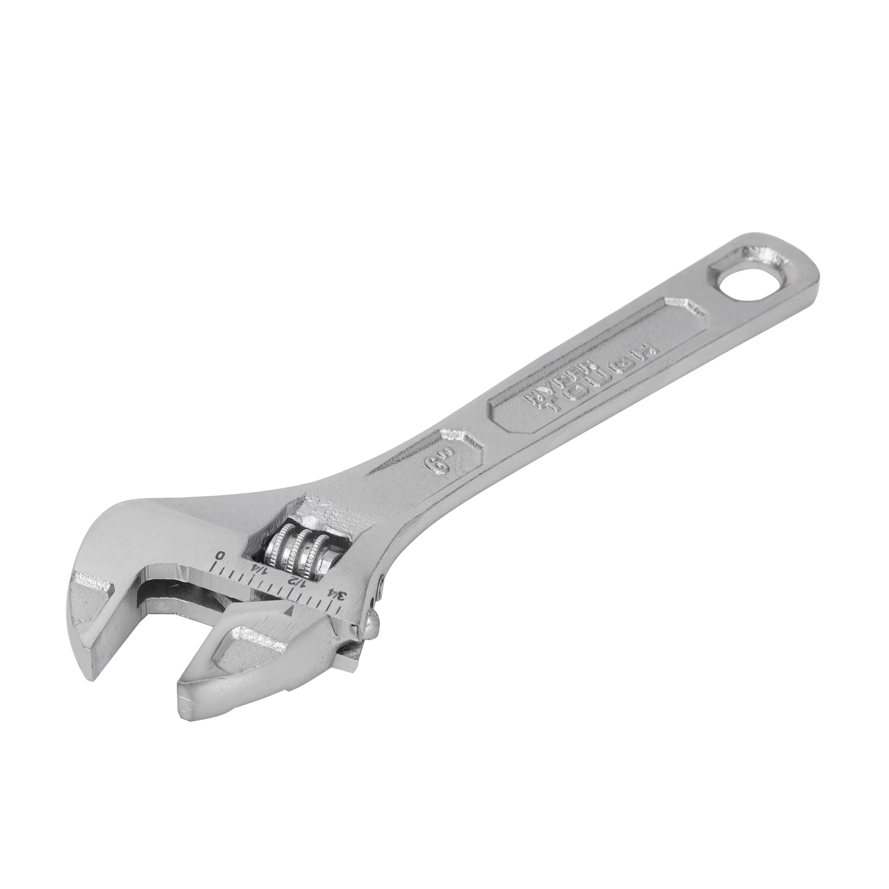 Classic Hand Tool with Adjustable, 6-inch Adjustable Wrench, Milled slide-jaw and worm gear - Silver 6" Model 612E66