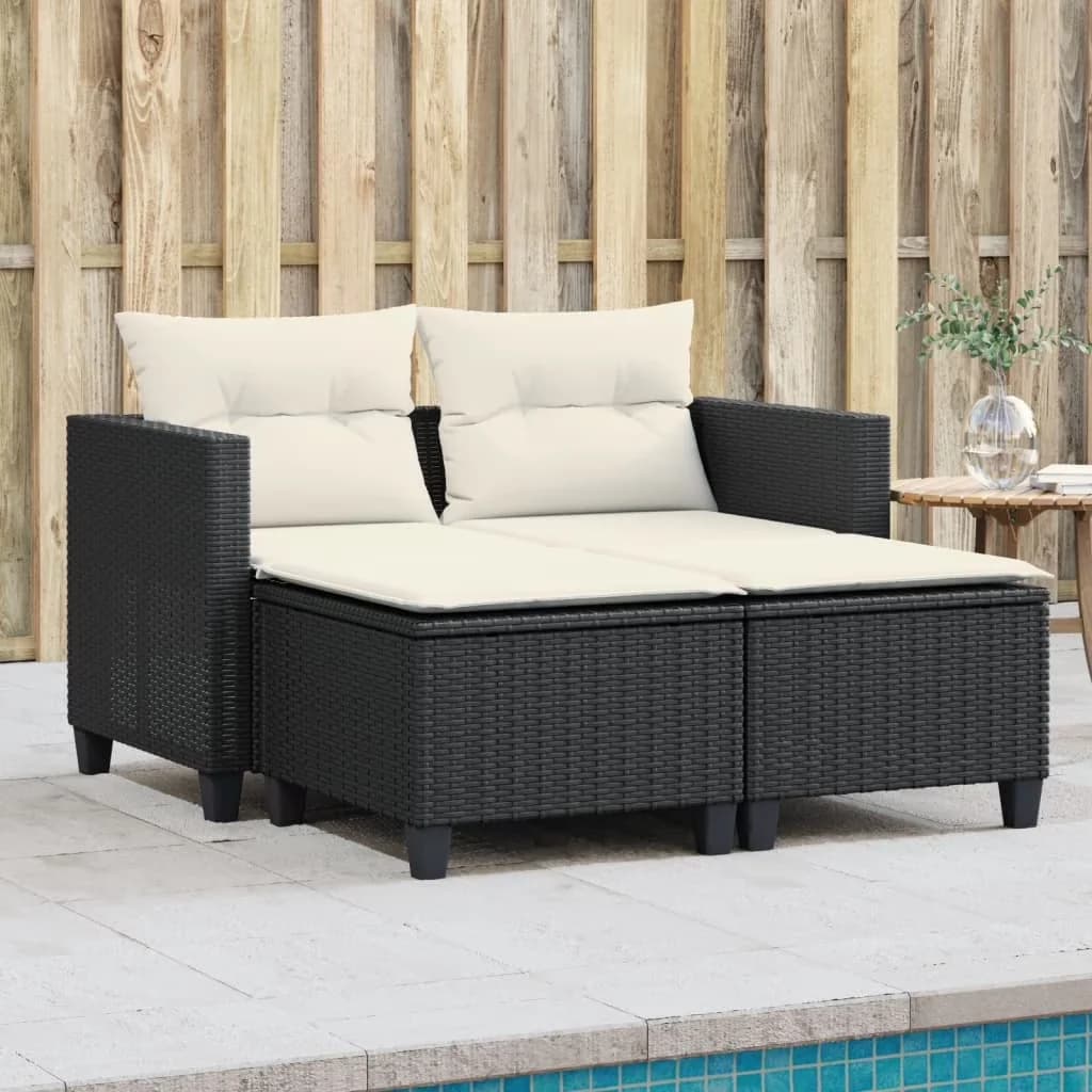Sleek Outdoor Sofas Sectional with Waterproof, Weather-Resistant - Black Pe Rattan, Powder-Coated Steel Model 37EE2B
