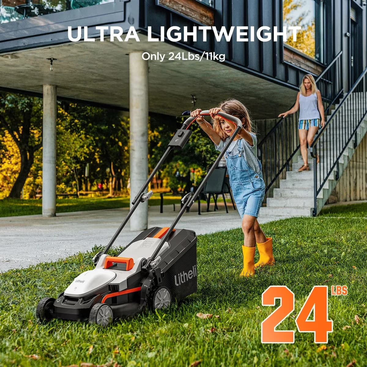 Sleek Push Mower with Battery, 20V, Cordless Lawn - Heavy Duty Model 5D2FA7