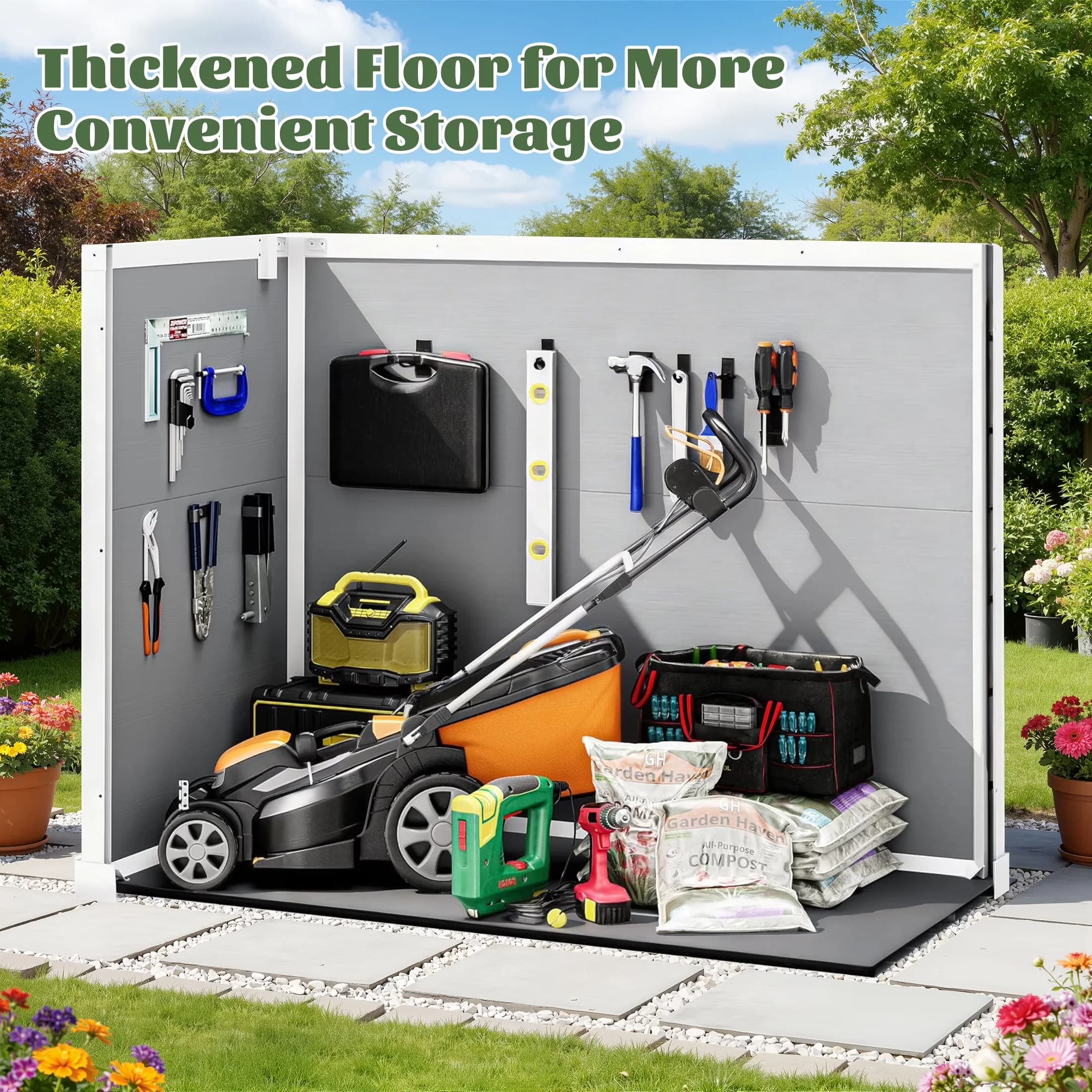 Efficient Shed with Uv Resistant, Lockable Door - Gray Resin for Outdoor Model 2D6770