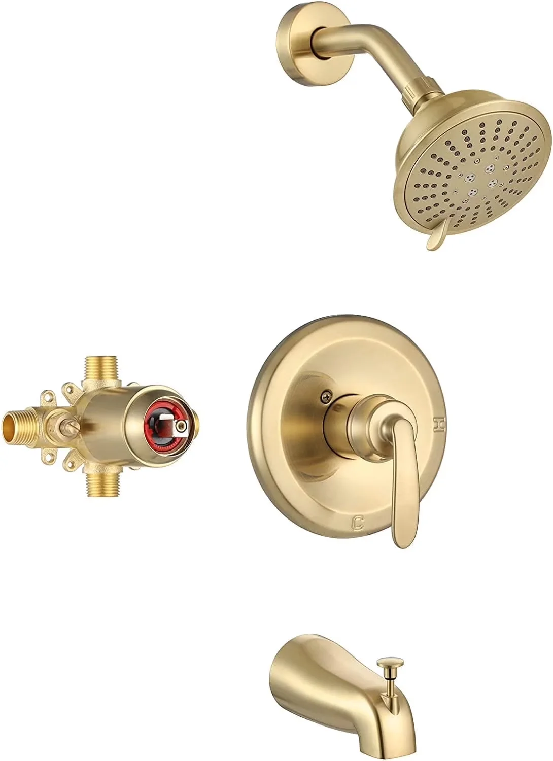 Shower Head Quality with Easy To Clean, Pressure Balance - Brushed Gold Brass Model CFED72