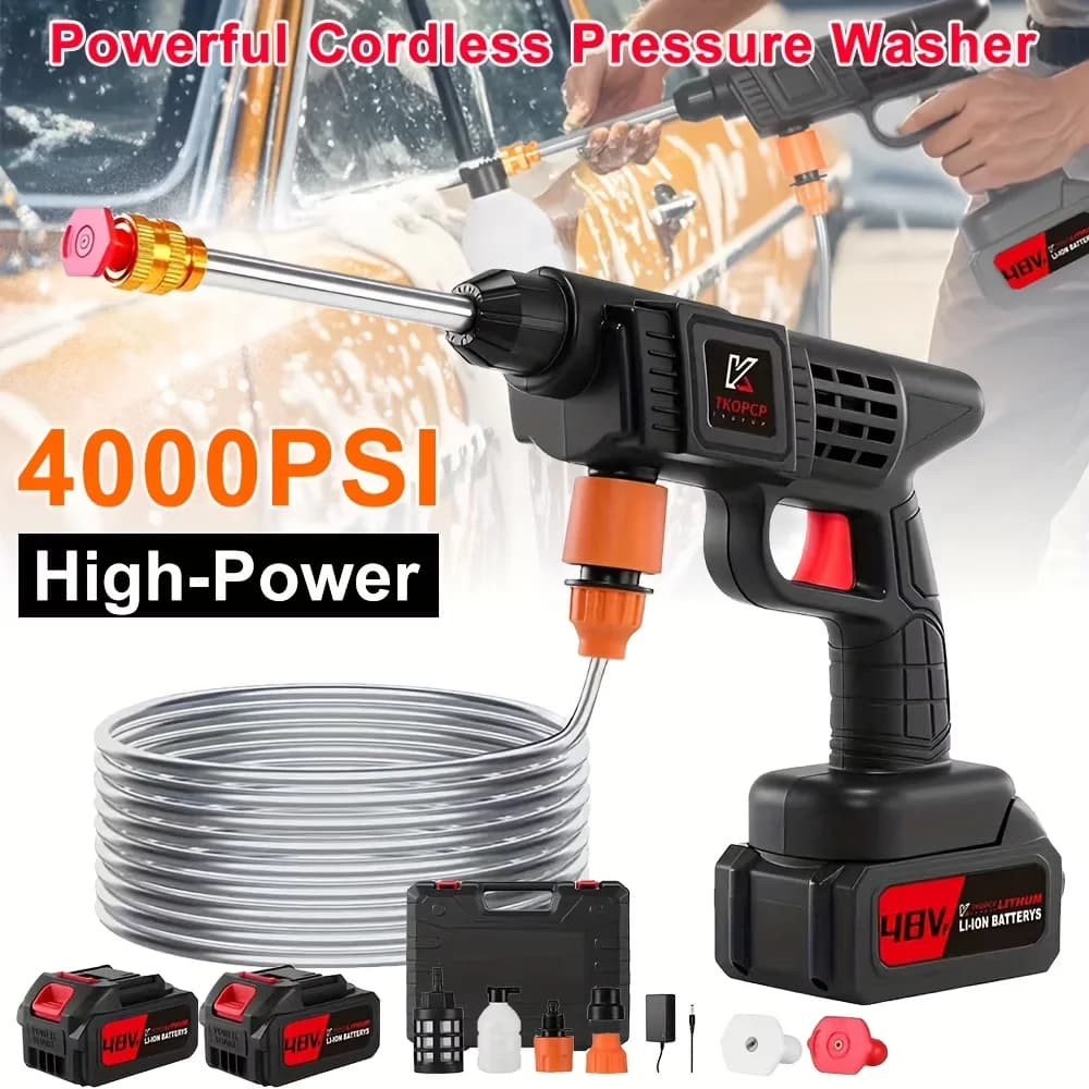 Pressure Washer Essential with Battery, Portable Battery Powered, 4000 PSI Cordless High Car - Model 09D129