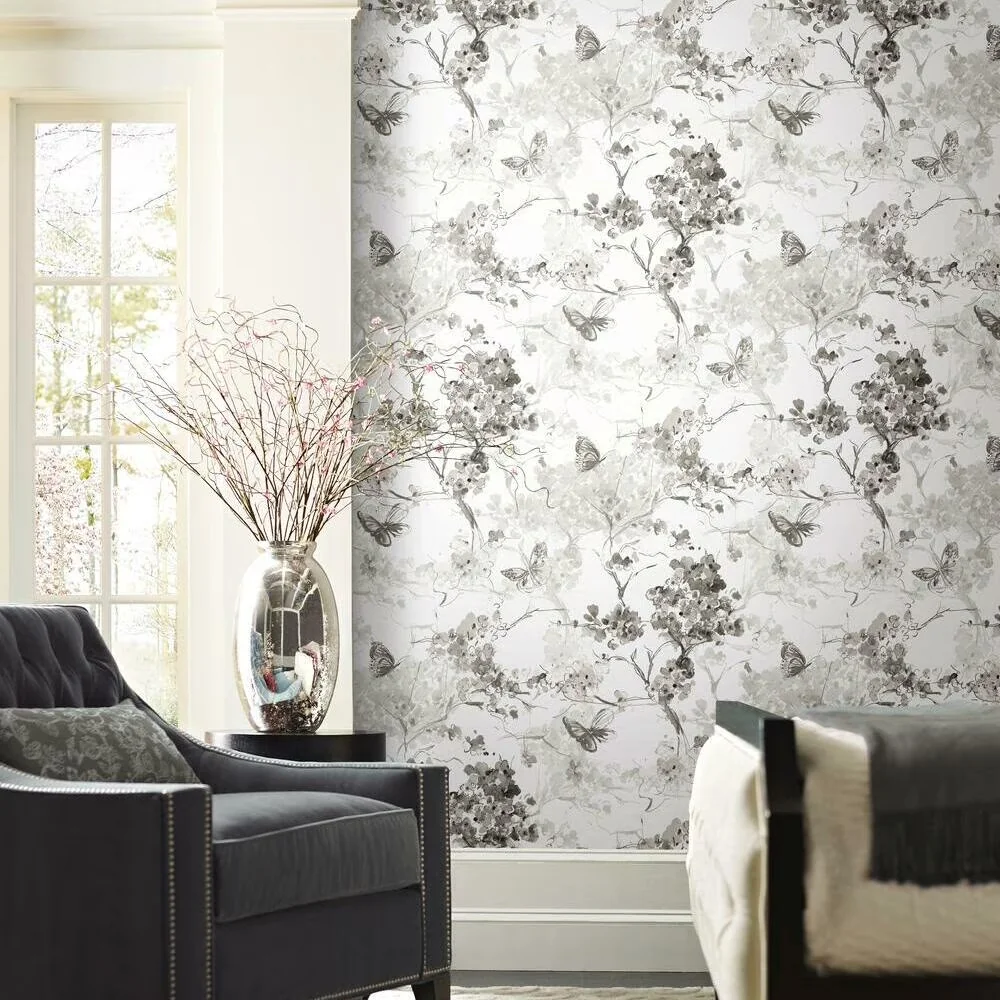 Wallpaper Premium with Removable, Spring Cherry Blossoms Peel and Stick - Vinyl Blue Model 243433
