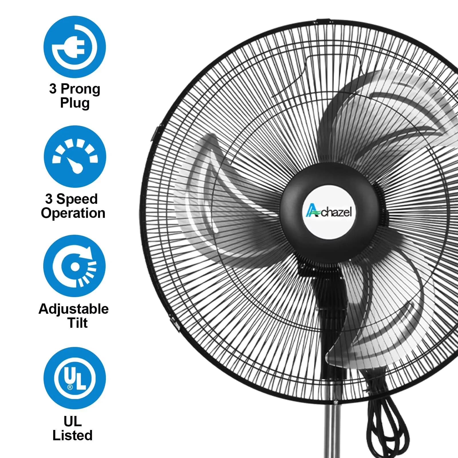 Durable Fans In Cooling with Adjustable Height, Oscillating, 18" Oscillating Pedestal Fan - Steel Black Model 69D5D1