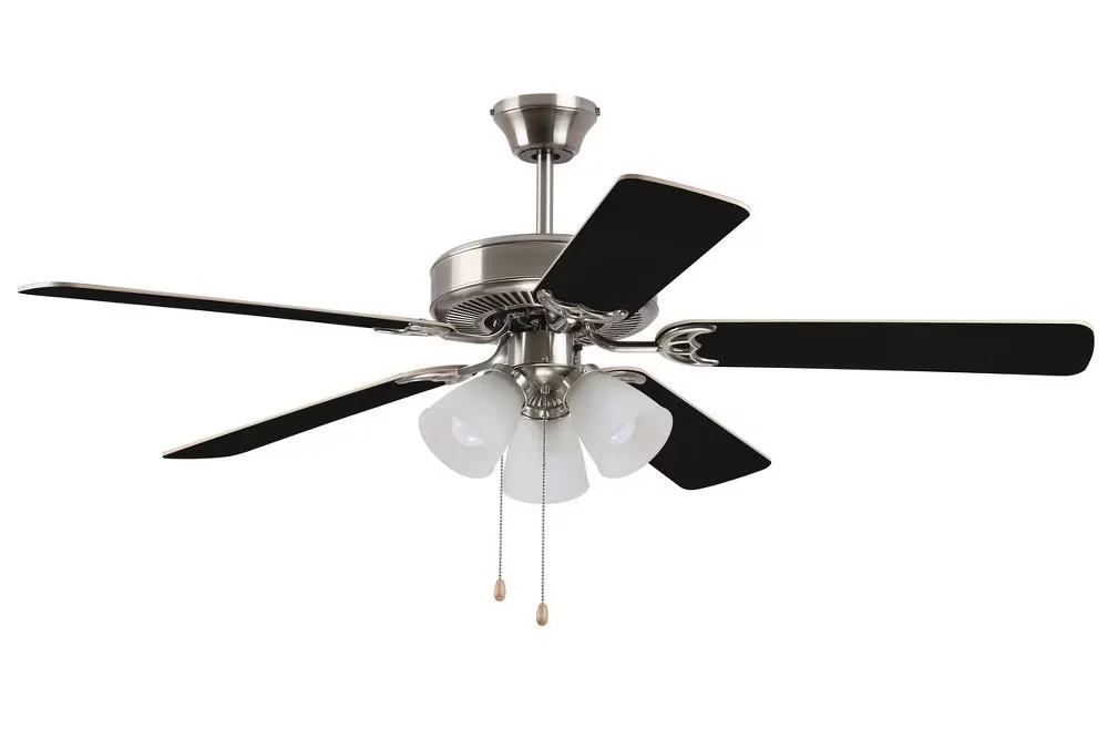 Stylish Ceiling Fan with LED, Traditional, Hangdown - Silver Glass 18 Inches Model 516B9C