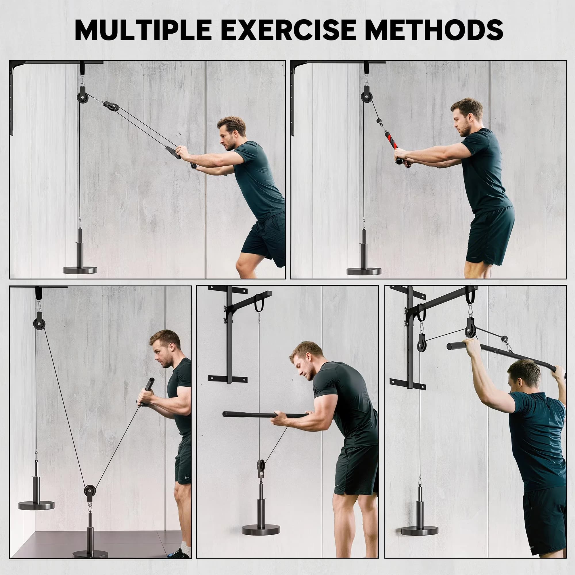 Classic Home Gym Accessory with Heavy Duty, Cable Pulley System - Red Steel, Nylon Model AD2EF0