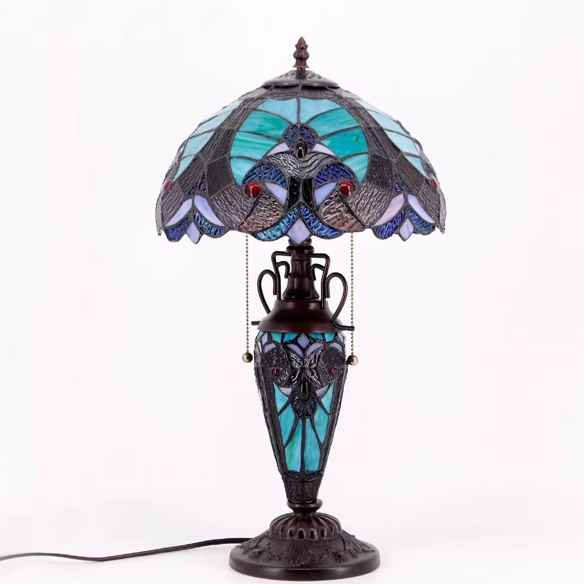 Compact Floor Lamp with LED, Tiffany, Tiffany Lamps - Bronze, Beige, Brown, Green Resin Model 497A4F