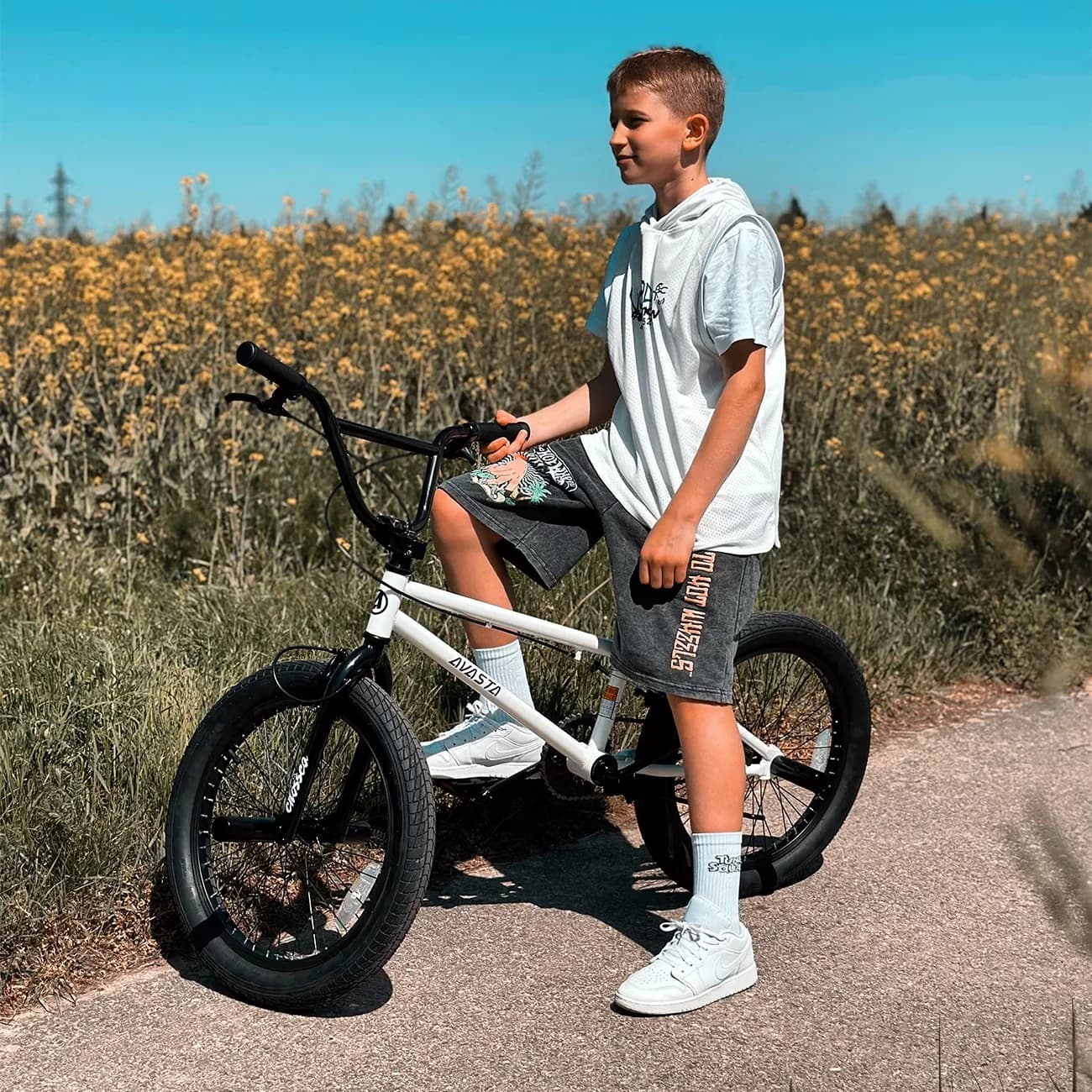 Classic Kids Bike with Adjustable Handlebar Height, Adjustable Seat Height, 20 in Freestyle BMX - Black Model C56A61