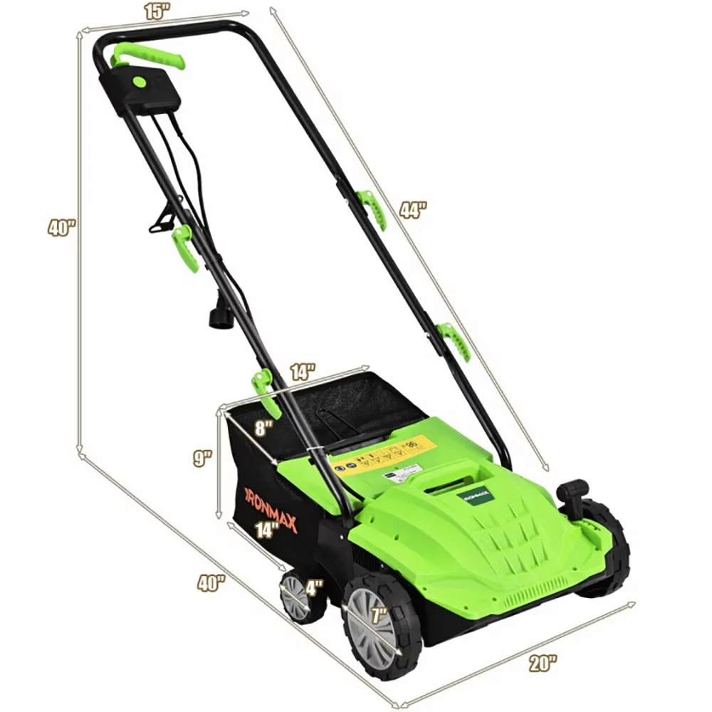 Versatile Push Mower with Grass collection bag capacity:40L, 13 Inch 12 Amp Electric Scarifier, Scarifier Dethatcher - Orange Model 2502DD