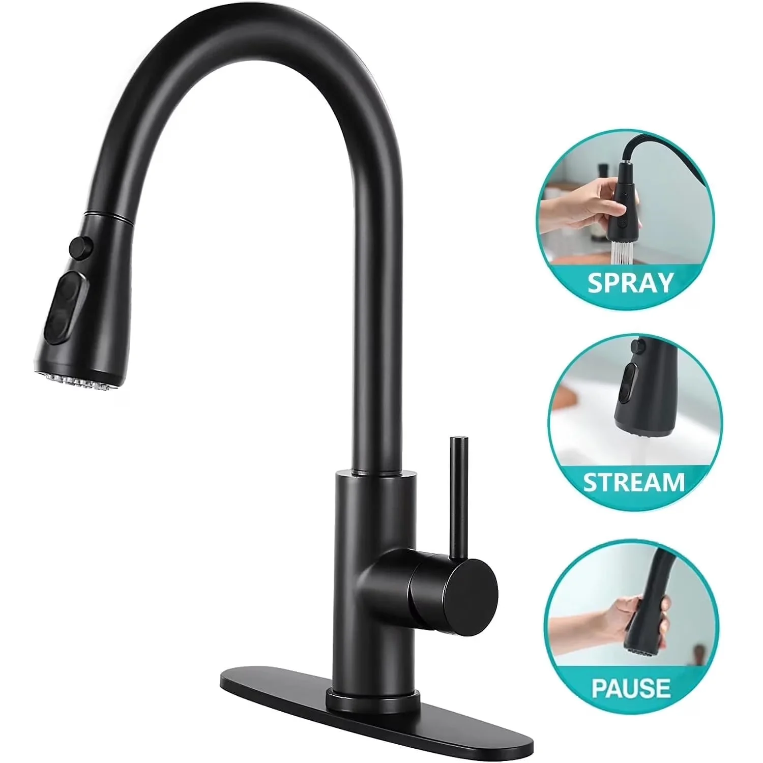 Kitchen Renovation Classic with 360 Degree Rotation, Faucet - Black Sus 304 Stainless Steel Model 9767C0