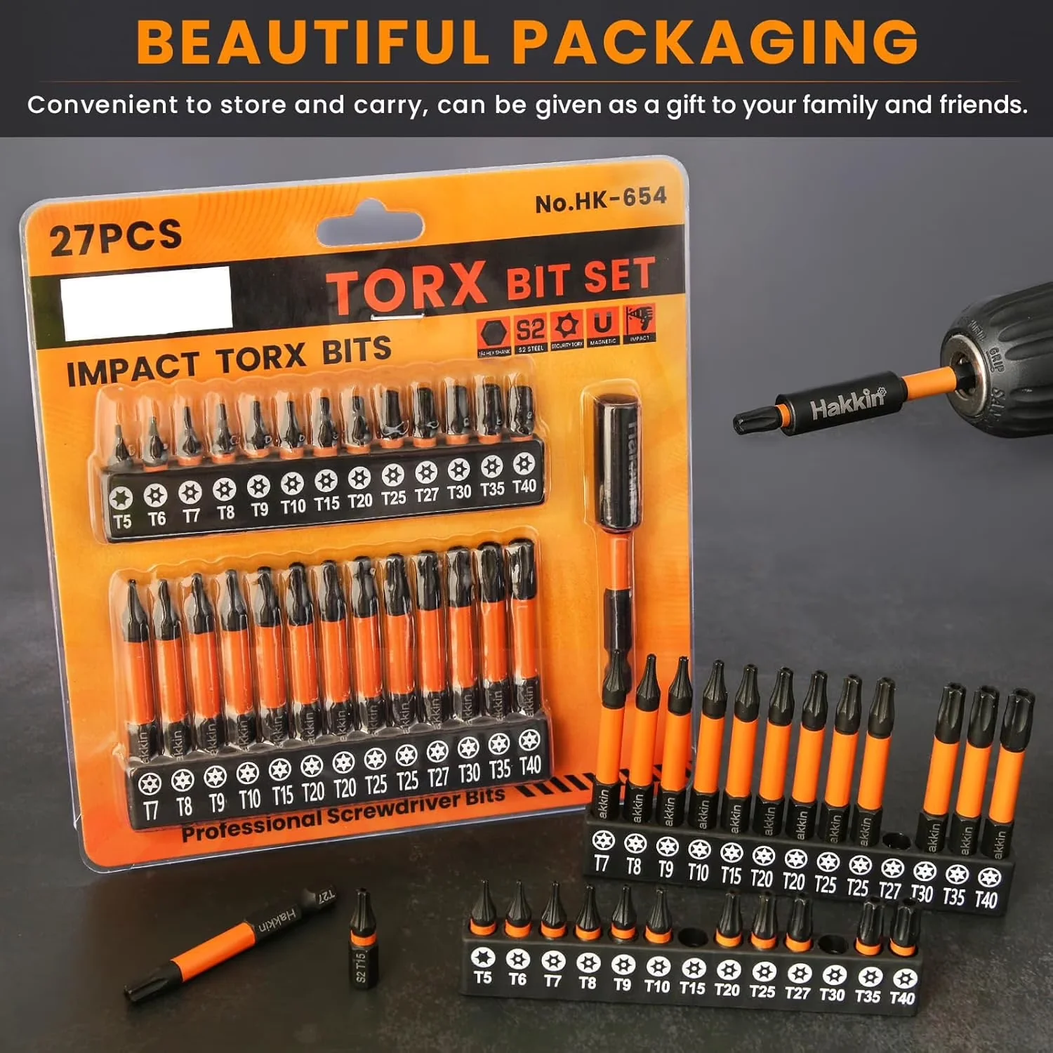 Hand Tool Set Efficient with Magnetic 6 Star Bit, Driver Bit Extension Holder - S2 Alloy Steel Model 7B006C