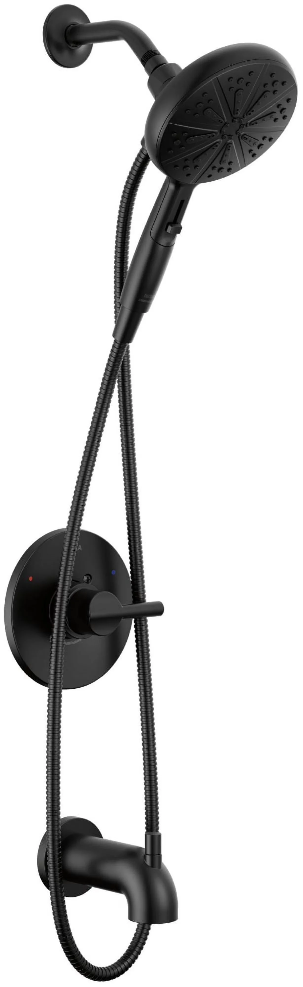 Modern Shower Head with Easy Installation, Nicoli Collection, Tub and Shower - Plastic Black Model 140F0F