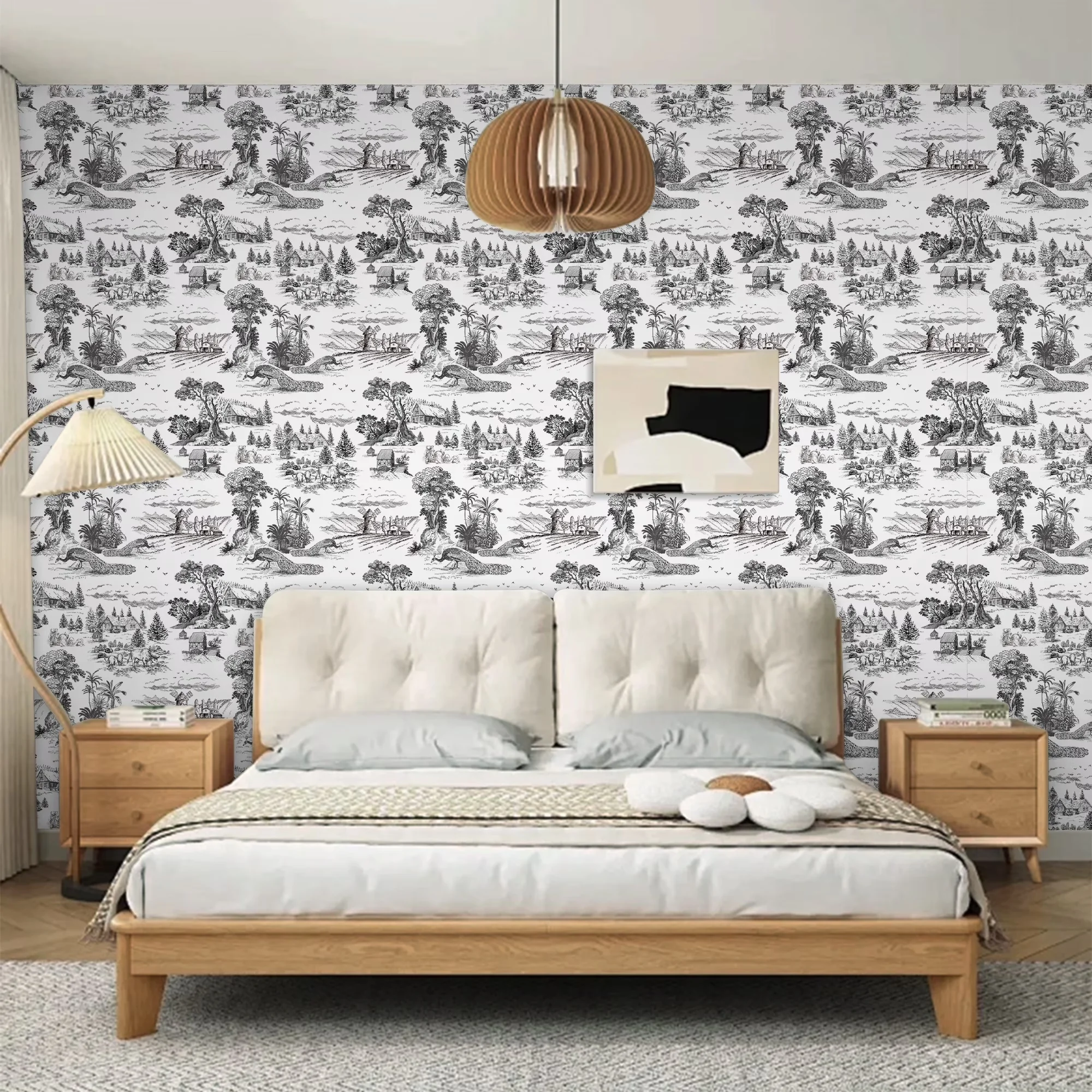 Classic Wallpaper Wall Decals Wall Covering with Removable - Black Pvc for Living Room, Kitchen Model 13B0A2