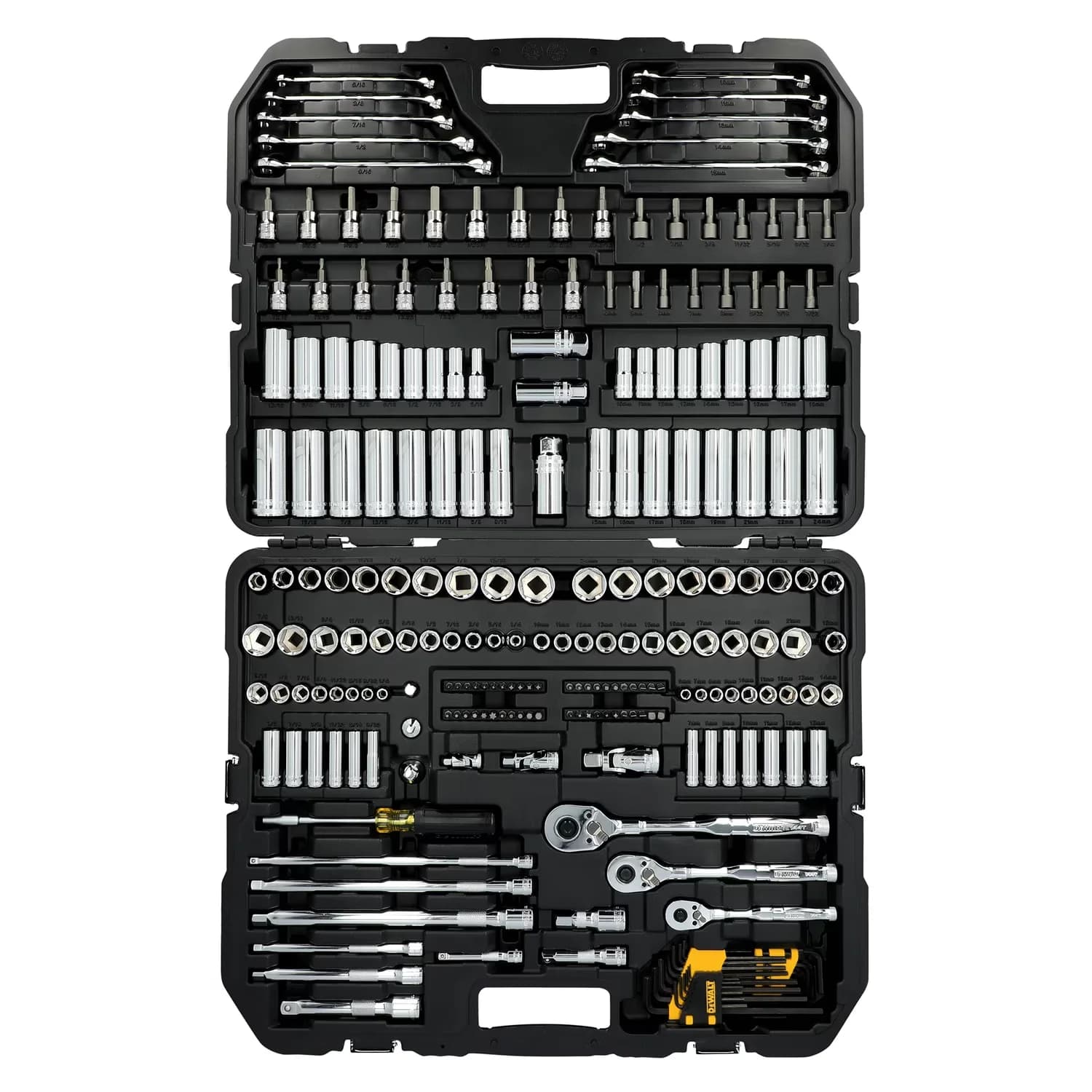 Compact Hand Tool Set with Meets or exceeds ANSI/ASME standards, 242 Pieces plus Case, 3 Drive Mechanics - Yellow Model C4D1DB