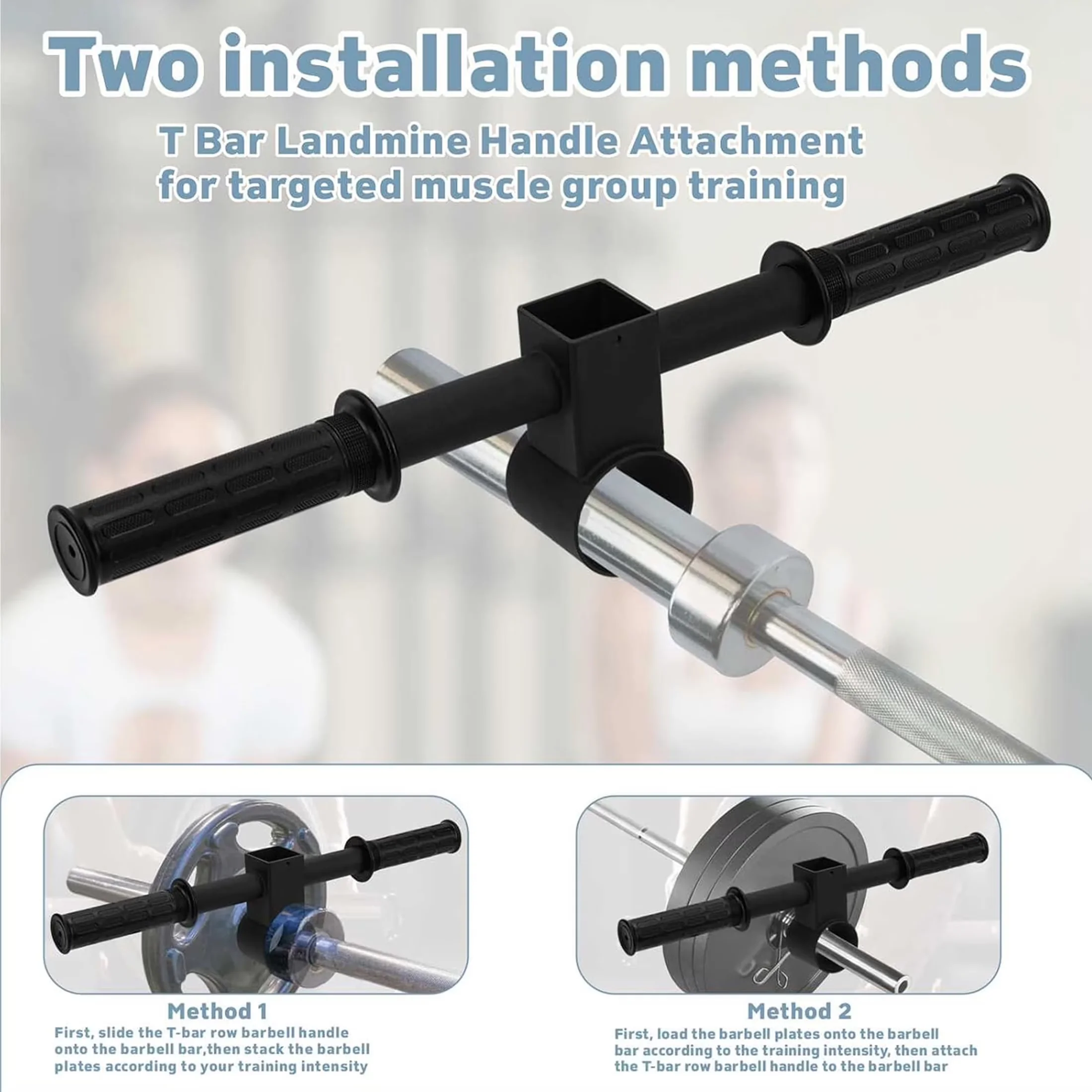 Home Gym Accessory Stylish with Heavy Duty, T Bar Landmine Handle Attachment, T Bar Row Barbell Handle - Stainless Steel Black Model 18FD9C