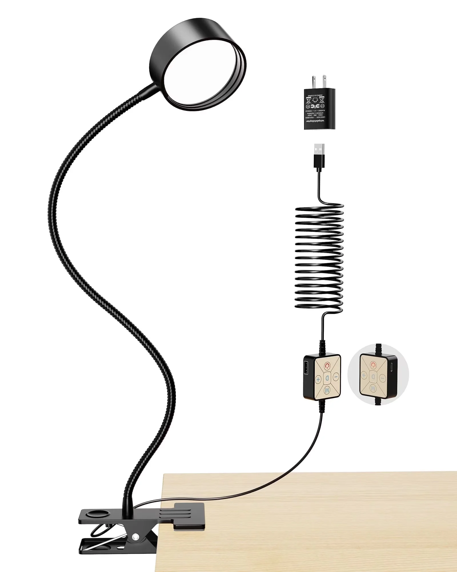 Versatile Desk Lamp with LED, Clip-On Lamps, Clip-On - Plastic+Metal Black Model 5674EF