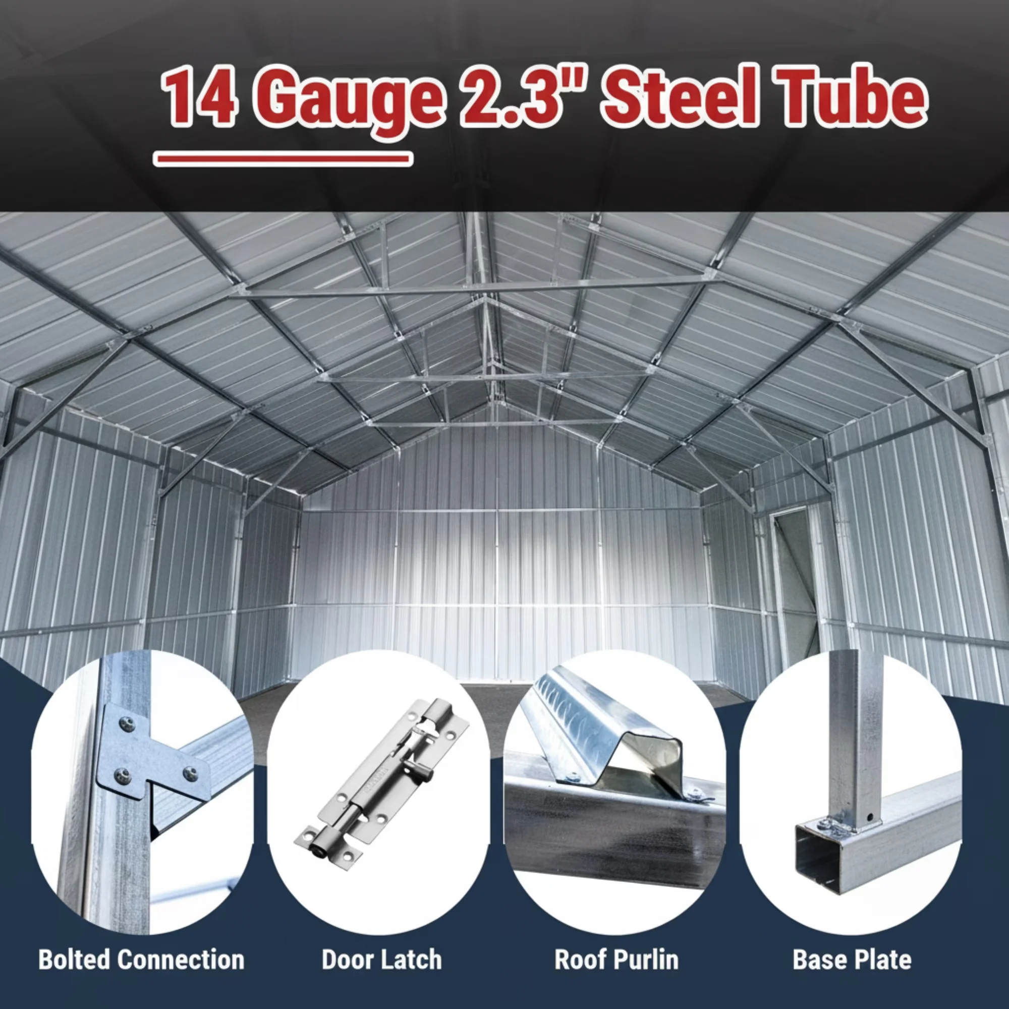 Stylish Shed with Water-Resistant, Waterproof, Rust Resistant - Off-White Q235 Metal for Car, Garden Model 0942B9