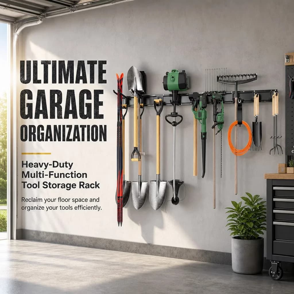 Efficient Toolstorage with Adjustable, Flexible, Wall Mounted Tool Holder - Iron for Garage, Garden Model 315838