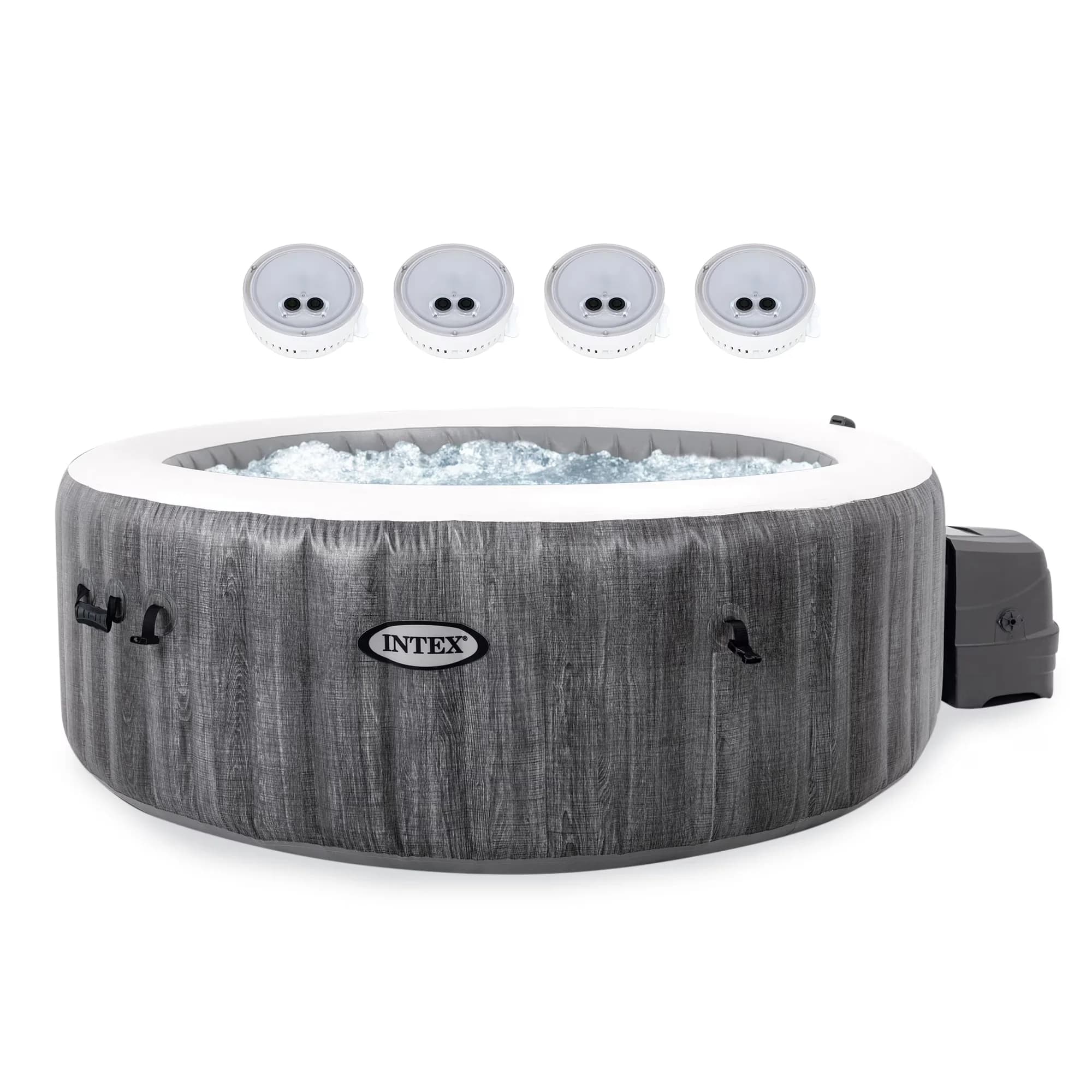 Classic Hot Tub with Led Display, Inflatable - Gray PureSpa - Space-Saving Design Model E43023