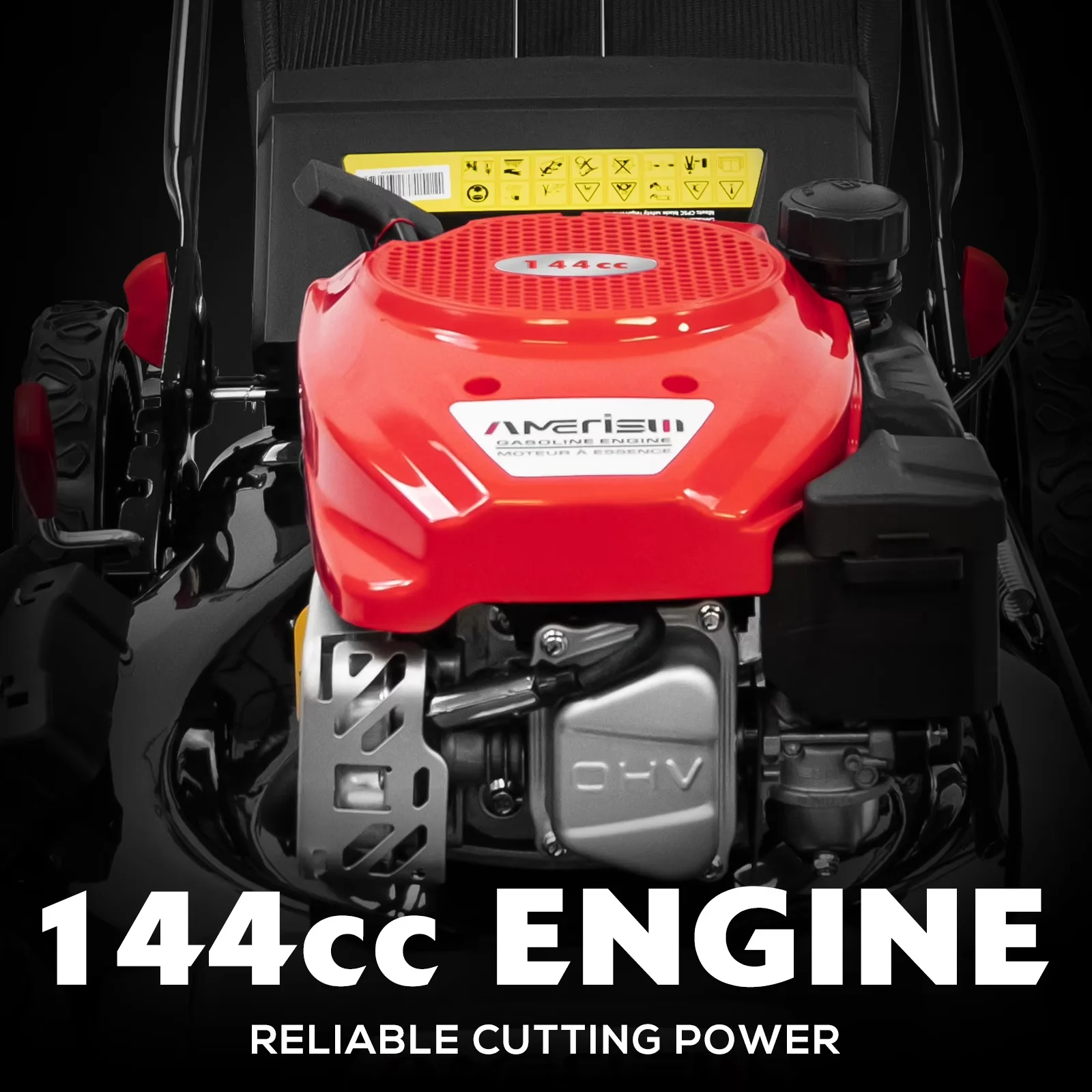 Stylish Push Mower with Bagger, Mulching, 21" 144cc Gas Lawn - Black - Low Maintenance Model 715679