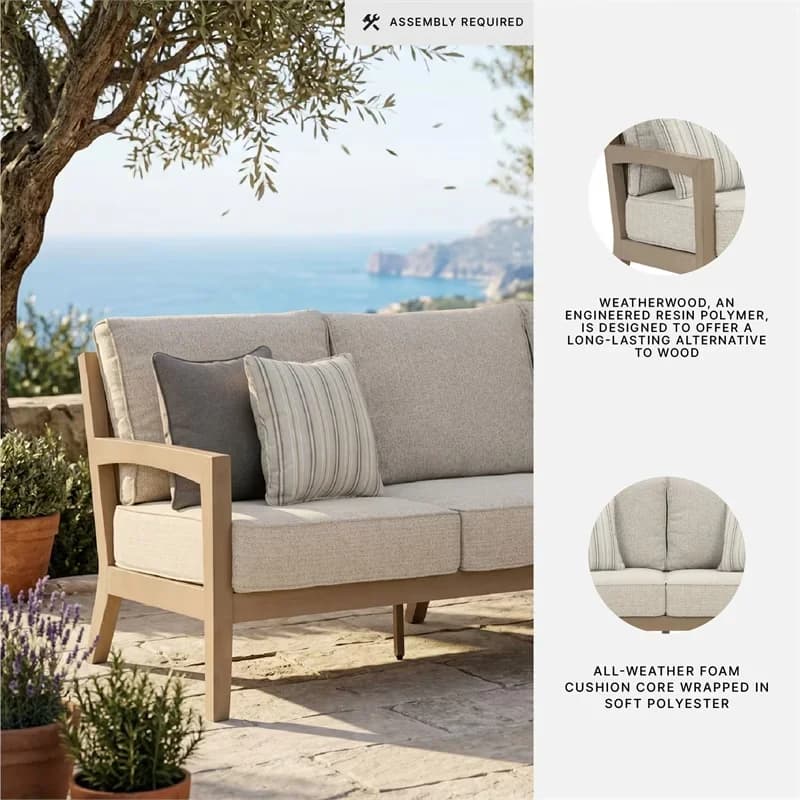 Compact Patio Chair with Weather-Resistant, Can be cleaned with mild soap and water - Beige Polyester Model C1EC00