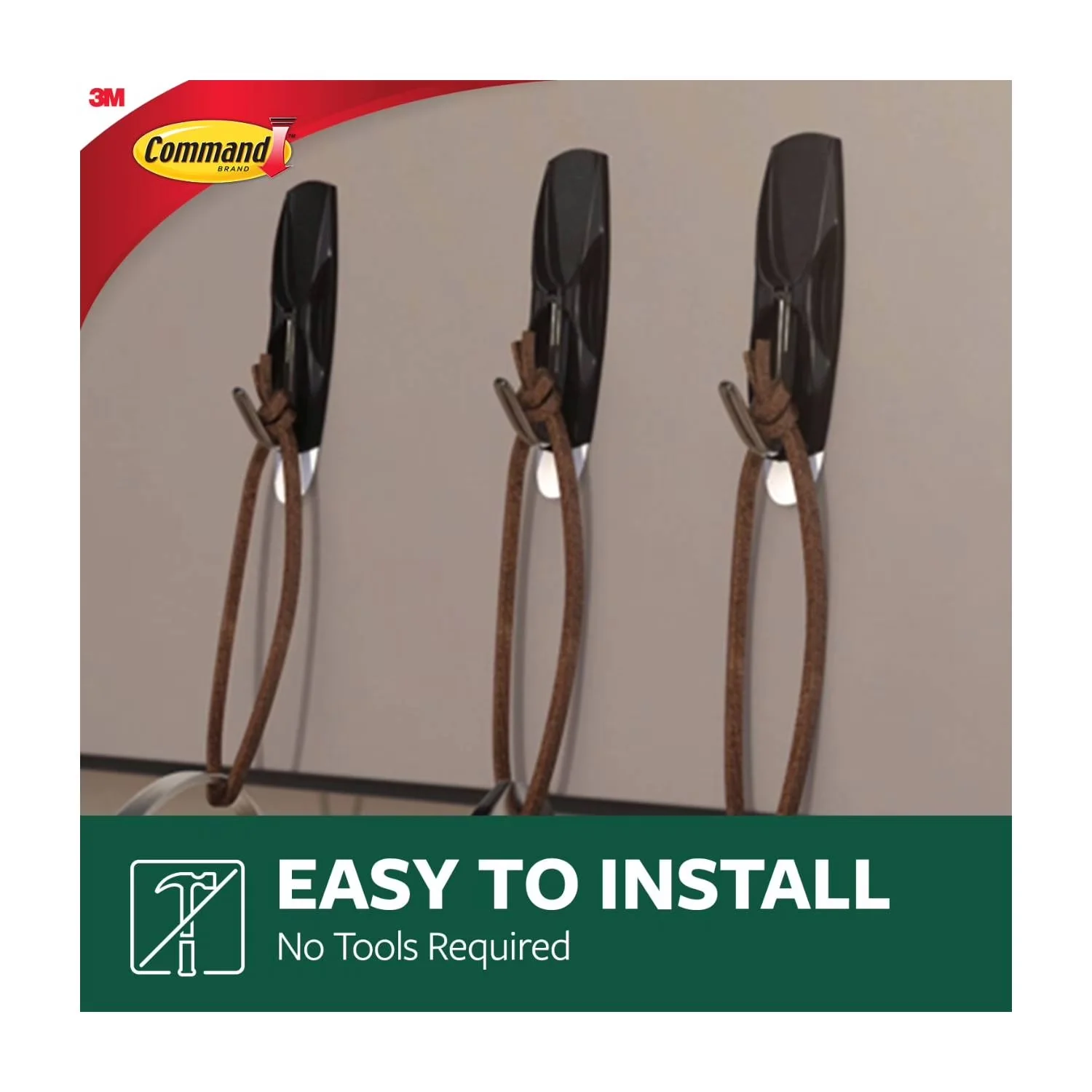 Damage-Free Hanging Stylish with Wall-Mountable, Easy Installation, Medium Wire Toggle Hooks - Black Plastic Model 66AA48
