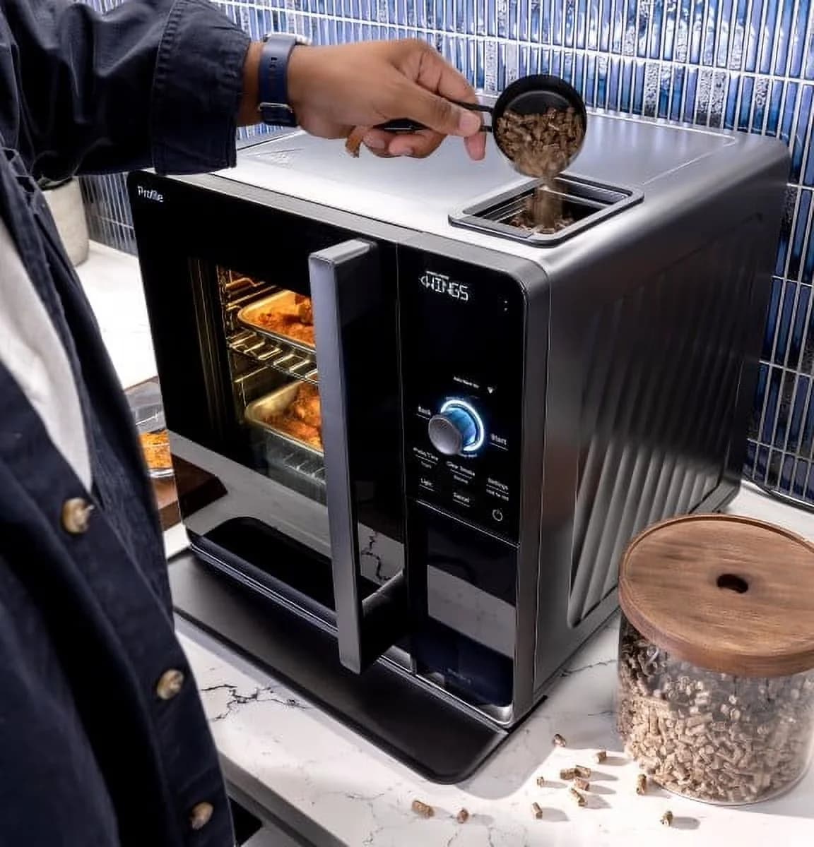 Efficient Smoker with Digital Display, Profile Wood Pellet Food - Cold Rolled Carbon Steel Model E113E3