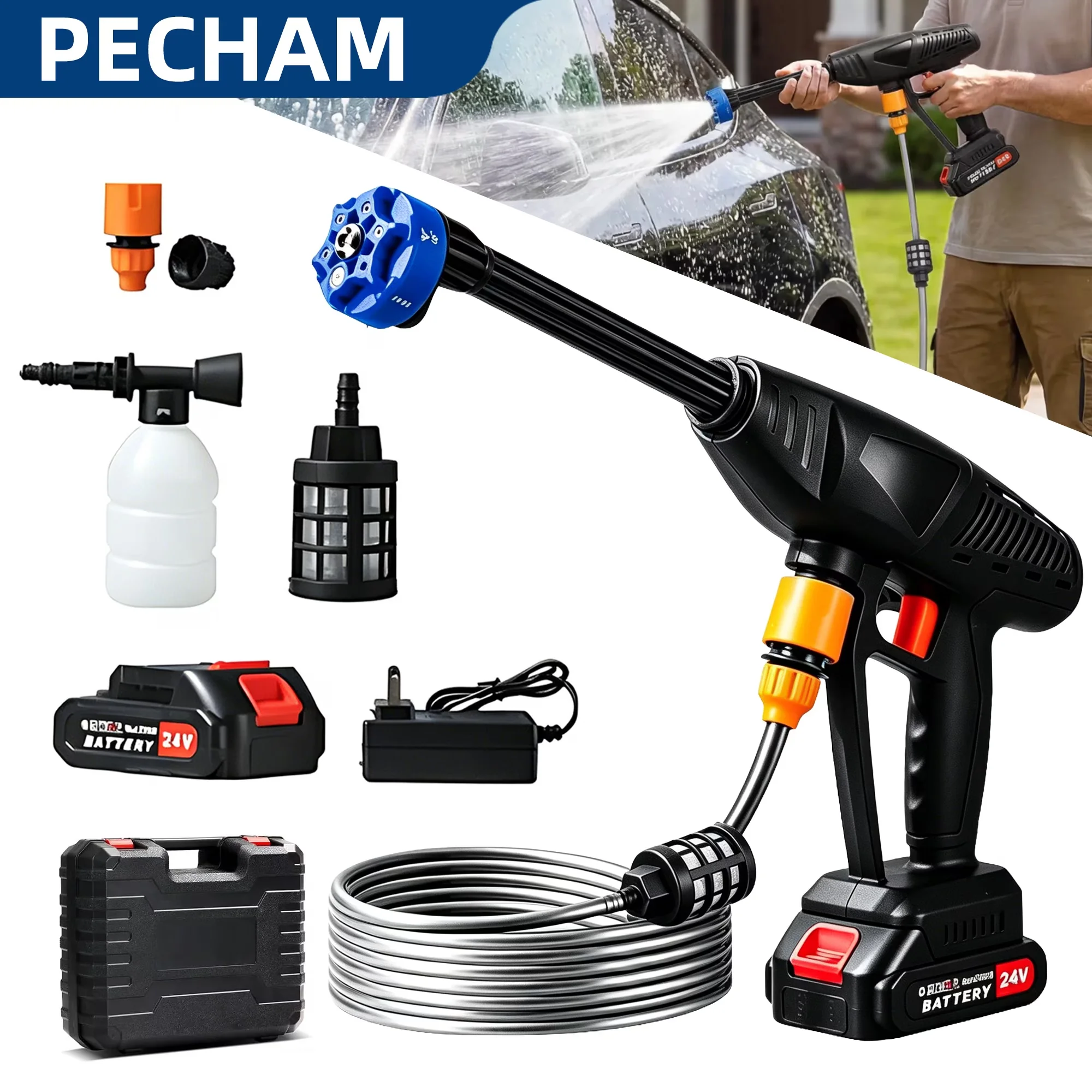 Essential Pressure Washer with Battery, 48V, 48V Cordless for Car, Garden - Model 1F19D9