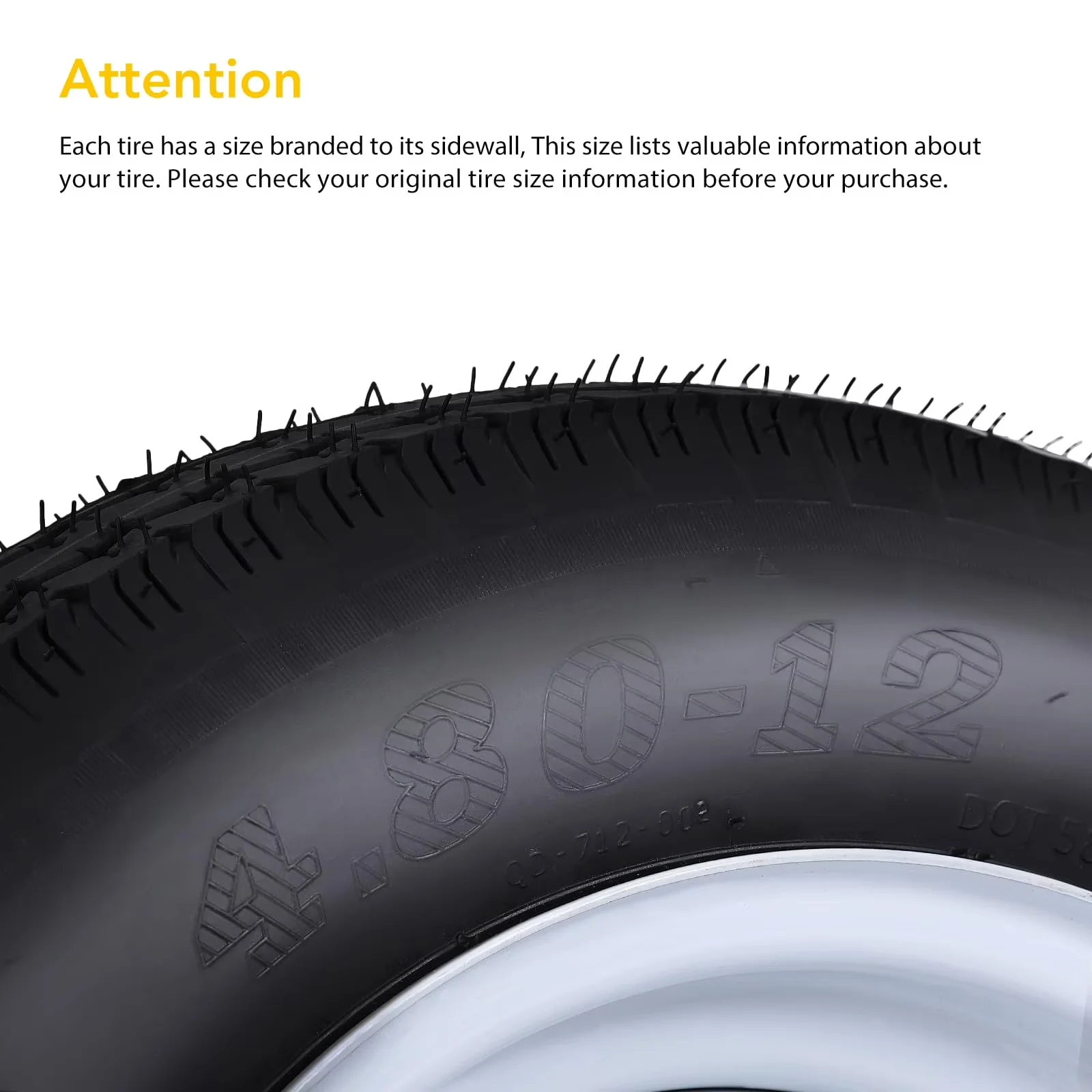 Sleek Trailer Tire with Rim dimensions: 12" diameter x 4" wide, Load Range C 6PR - Model E79C02