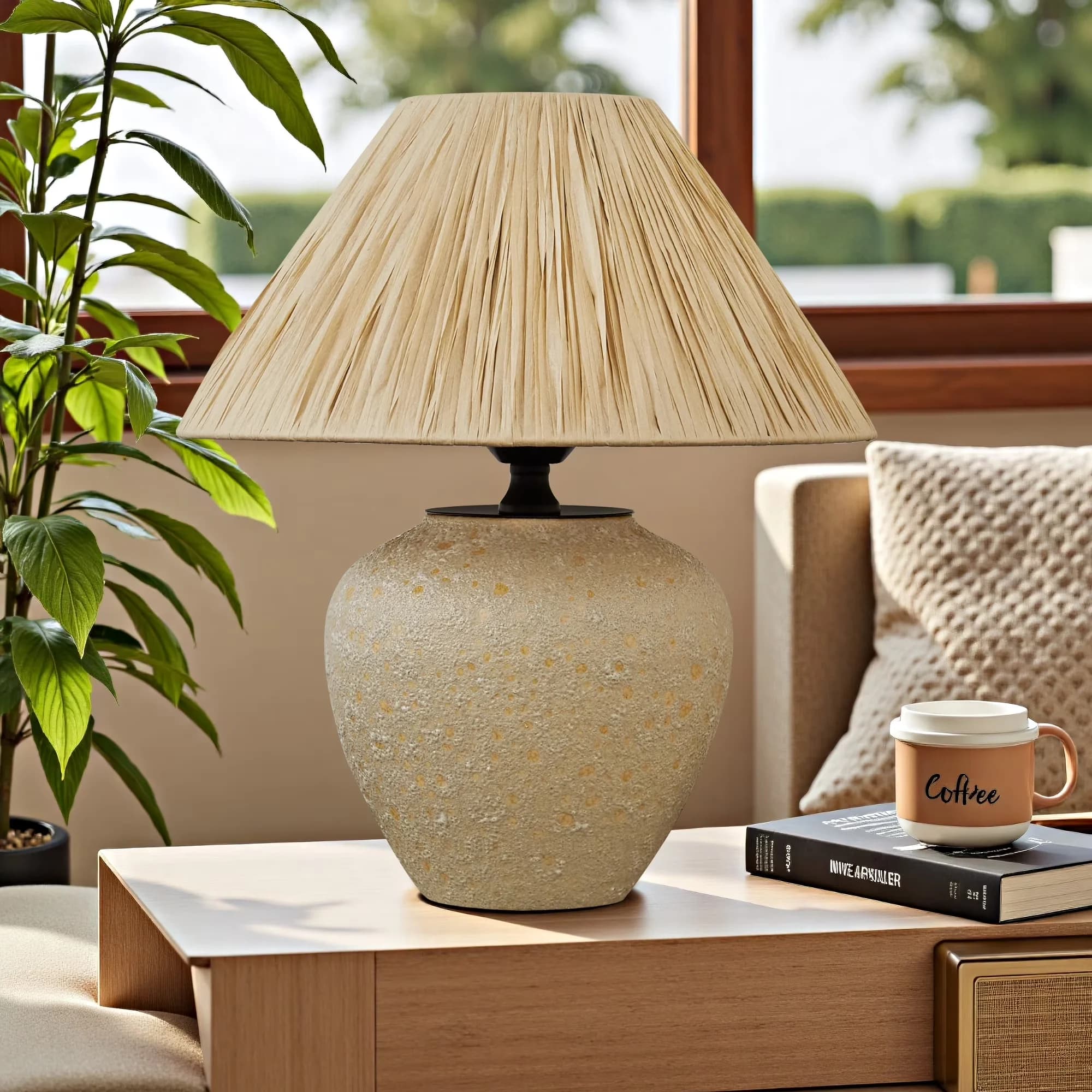 Reliable Lamp with LED, Rustic/Lodge, Accent Lamps - Beige Ceramic for Everyday Use Model D5C24D