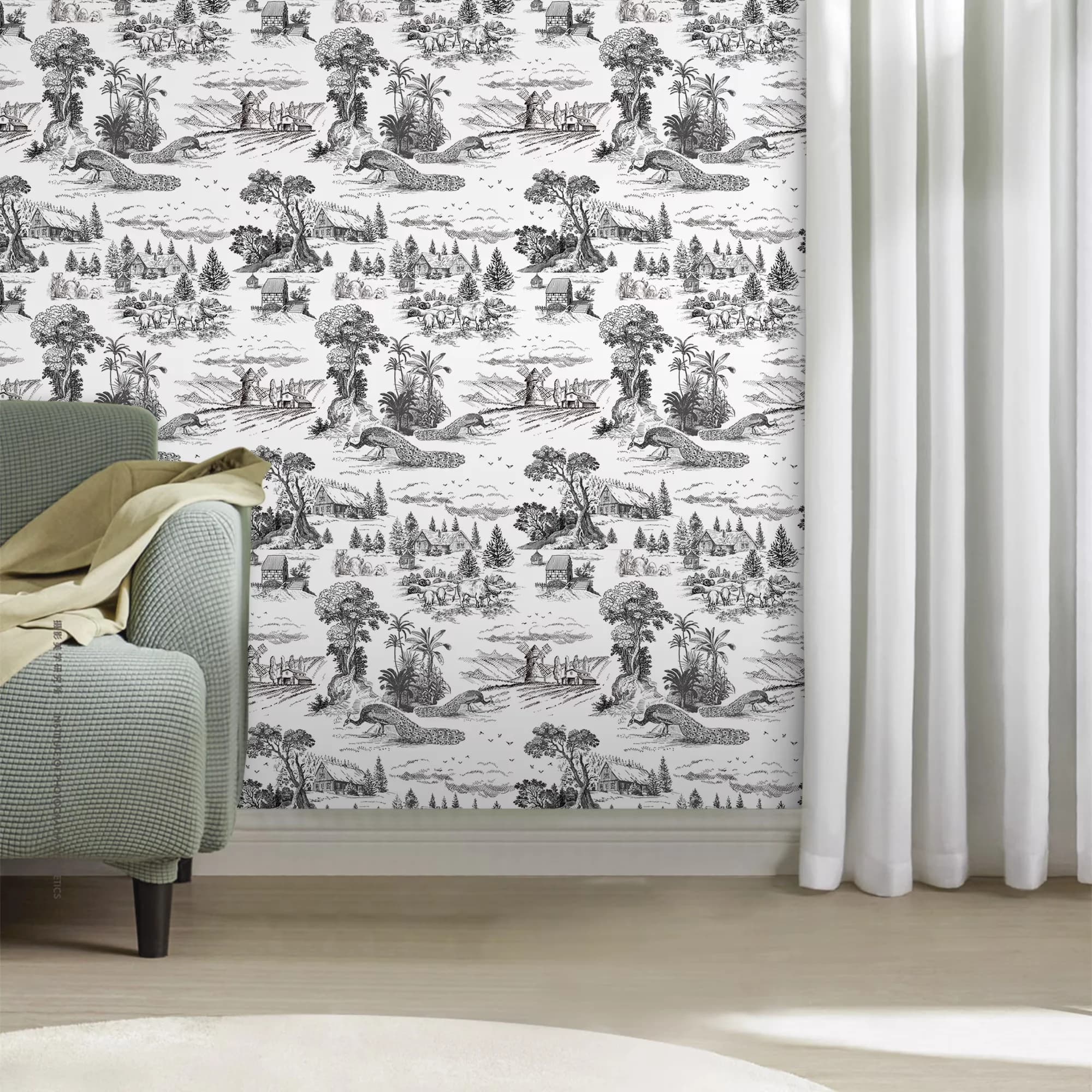 Classic Wallpaper Wall Decals Wall Covering with Removable - Black Pvc for Living Room, Kitchen Model 13B0A2