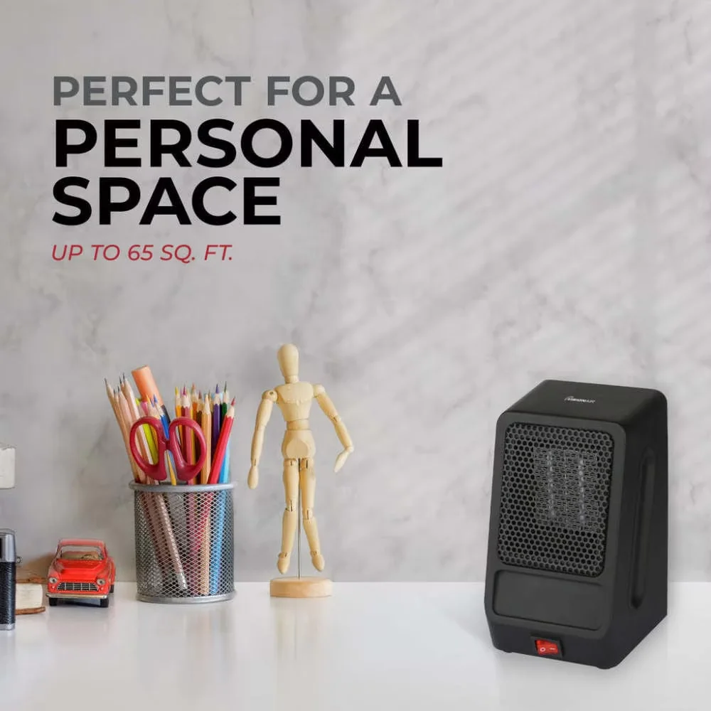 Durable Portable And Electric Space Heater with 400W, 1365 BTU, On/off Mechanical switch - Black Model C6C97C