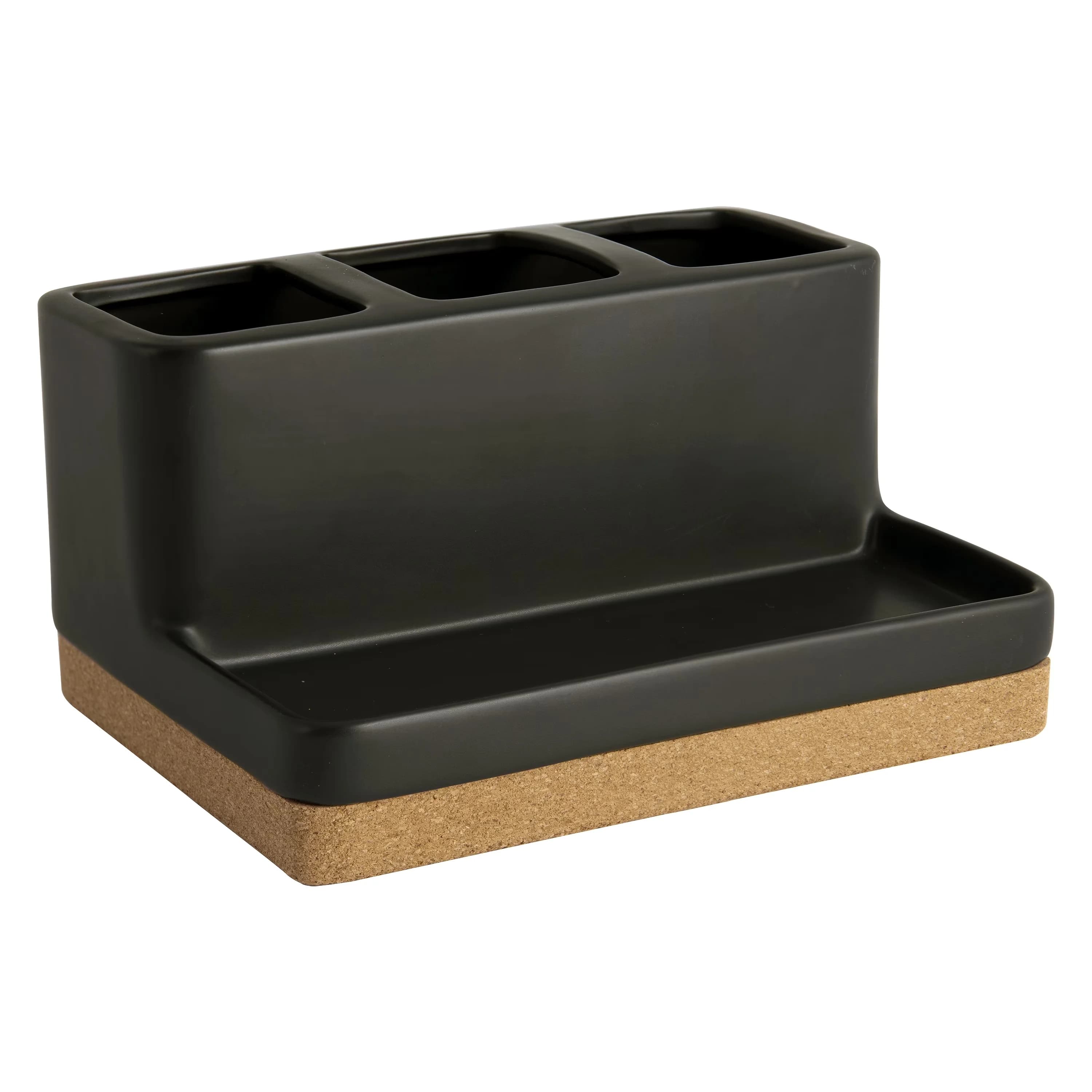 Bathroom Renovation Premium with Divided, Dimensions: 5.80" x 8.00" x 4.10" - Black 100% Ceramic Model C468CE
